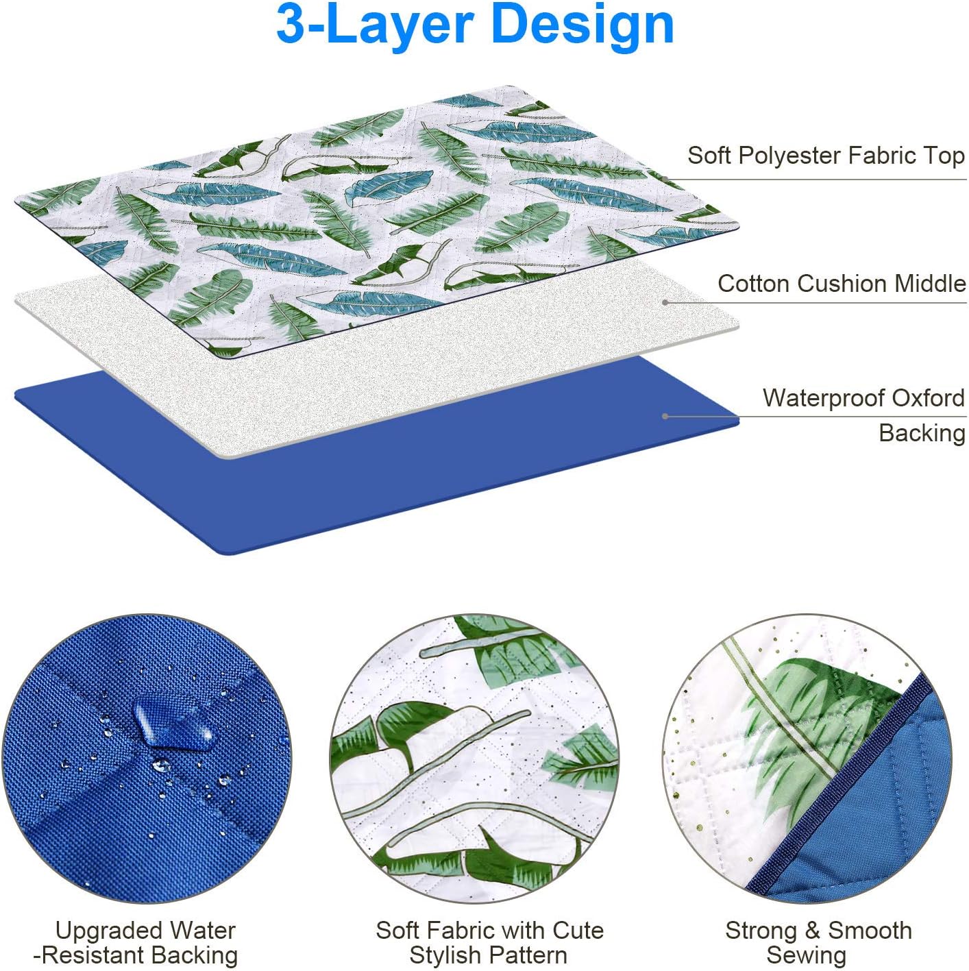 Bertte Outdoor Blanket Large Beach Camping Picnic Blanket Oversized Hiking Park Waterproof Sand Free Handy Compact Mat Durable Foldable Machine Washable Rug for Travelling, 79" x 59", Leaf Pattern