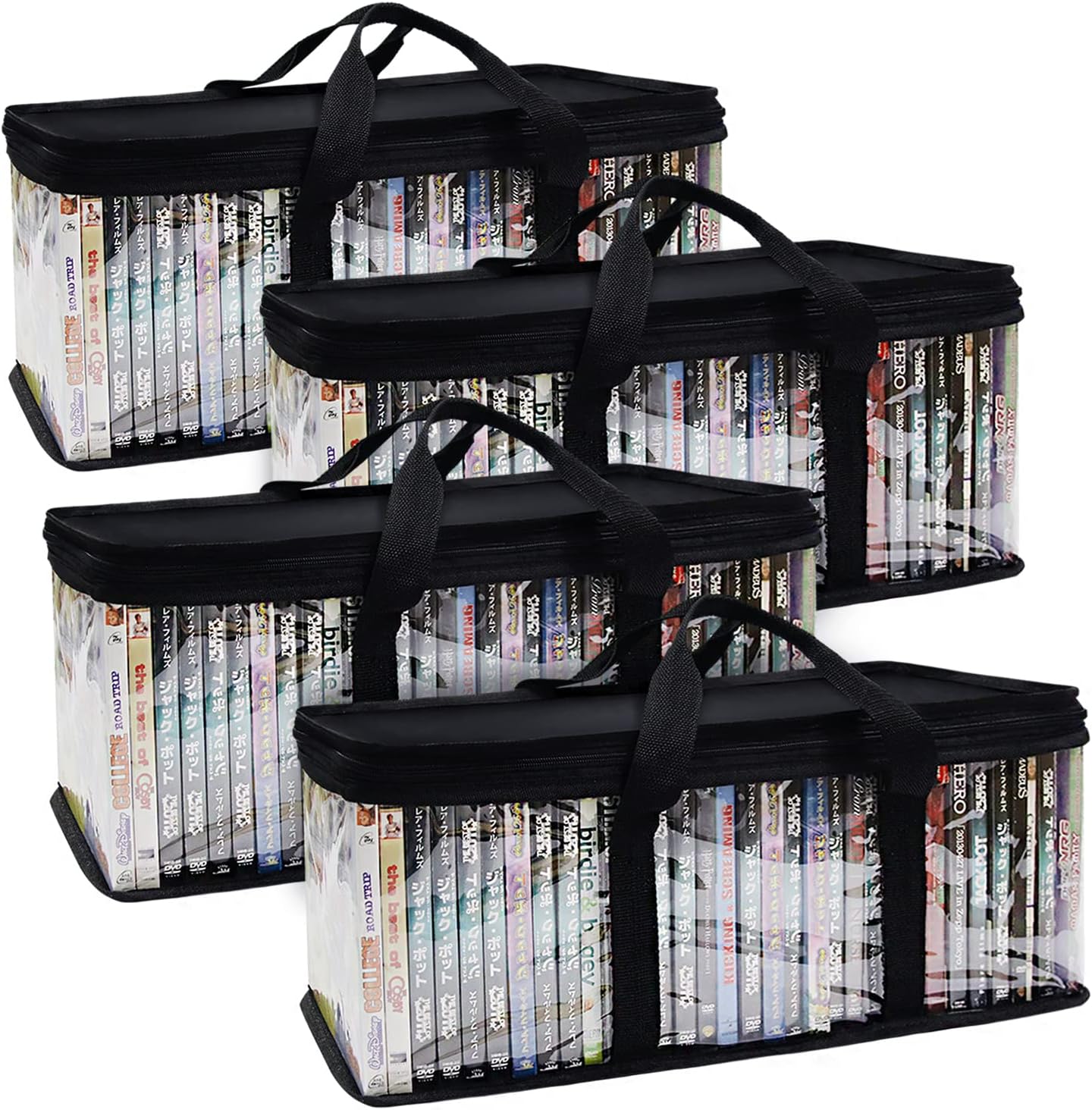 4 Pack DVD Case Storage Bags CD Holders Storage Cases DVD BluRay PS4 Video Games for Media Storage Organization