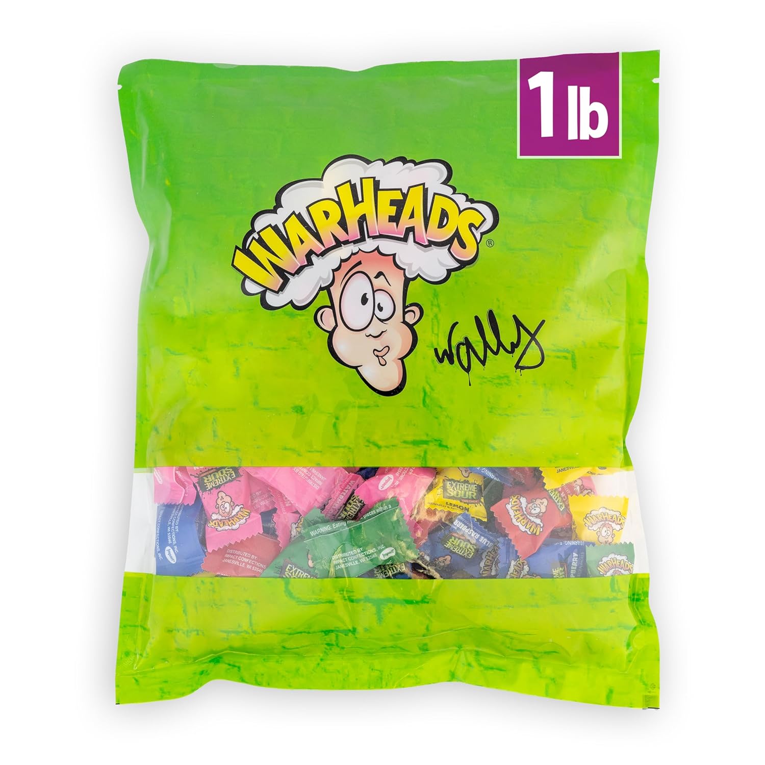 WARHEADS - Extreme Sour Hard Candy - Assorted Fruity Flavors - Sour Apple, Black Cherry, Blue Raspberry, Lemon & Watermelon Flavors, Great For Parades - 5 lb. Bulk Bag