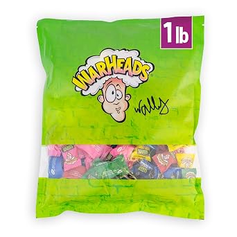 WARHEADS - Extreme Sour Hard Candy - Sour Apple, Black Cherry, Blue Raspberry, Lemon & Watermelon Flavors, Great for Parades - 1lb. Bulk Bag