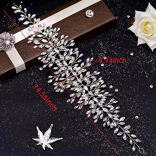 Miniatura 9 de LOVFOIVER Tocado de novia con diamantes de imitación para bodas, accesorios de cristal para el cabello de boda para novias y damas de honor