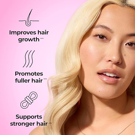 HUM Hair Strong Daily Hair Growth Gummies with Biotin, Zinc, Vitamin B12 to Support Growth, Folic Acid & Vitamin B12 Gummy Vitamins for Healthy Hair Support for Women and Men, 60 Gummies