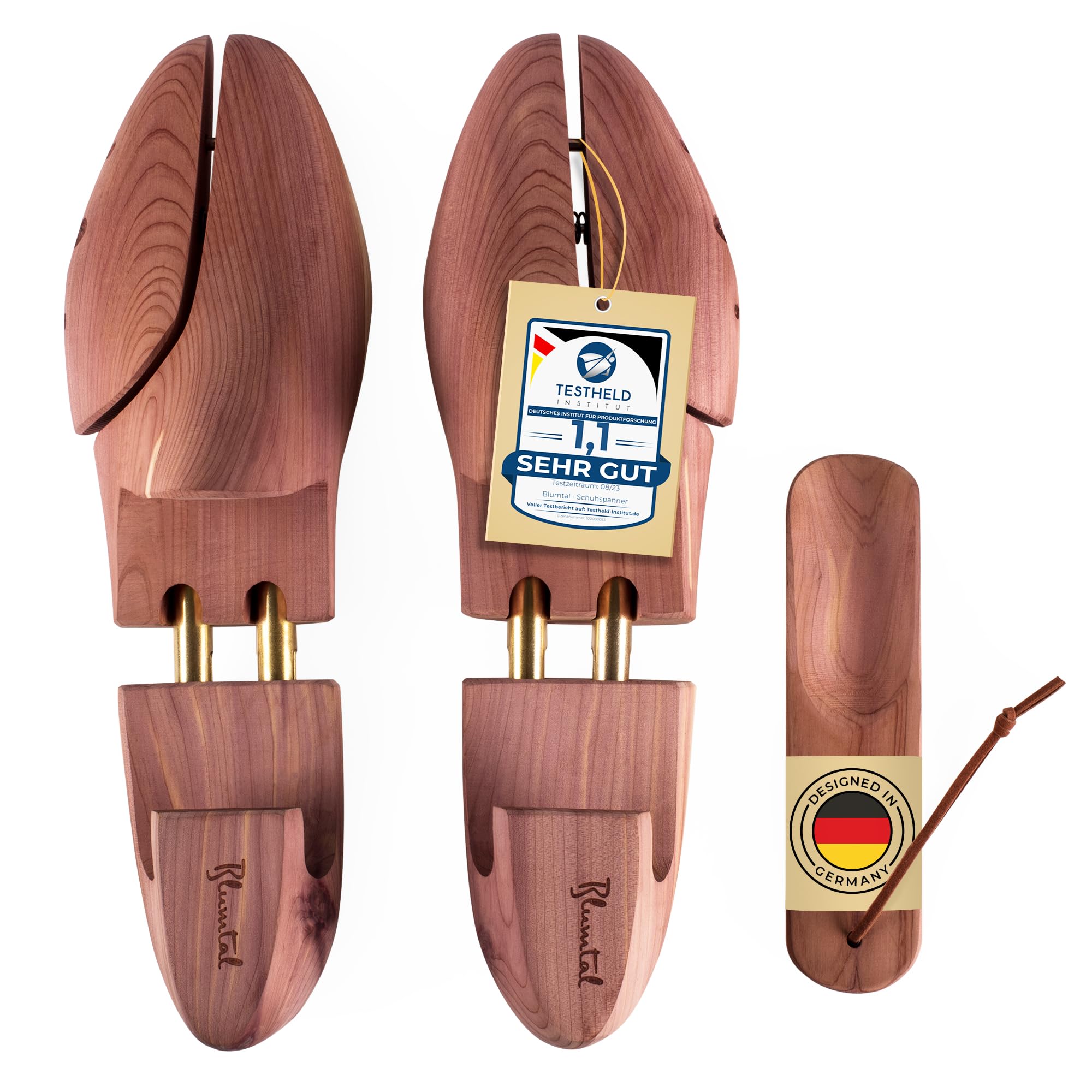 Blumtal TESTSIEGER Premium Schuhspanner Zedernholz - Schuhspanner Herren und Damen inkl. Schuhlöffel - Schuhdehner ergonomisch - Schuhweiter - Shoe Stretcher pflegend und geruchsbindend - Größen 38-47