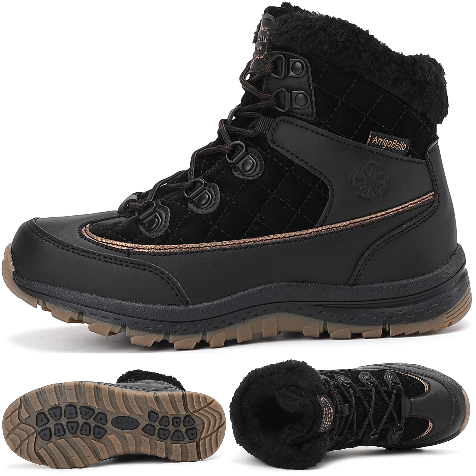 ARRIGO BELLO Donna Stivali da Neve Invernali Scarpe Allineato Pelliccia Caloroso Caviglia Piatto Stivaletti Sportive Boots Escursionismo 36-41