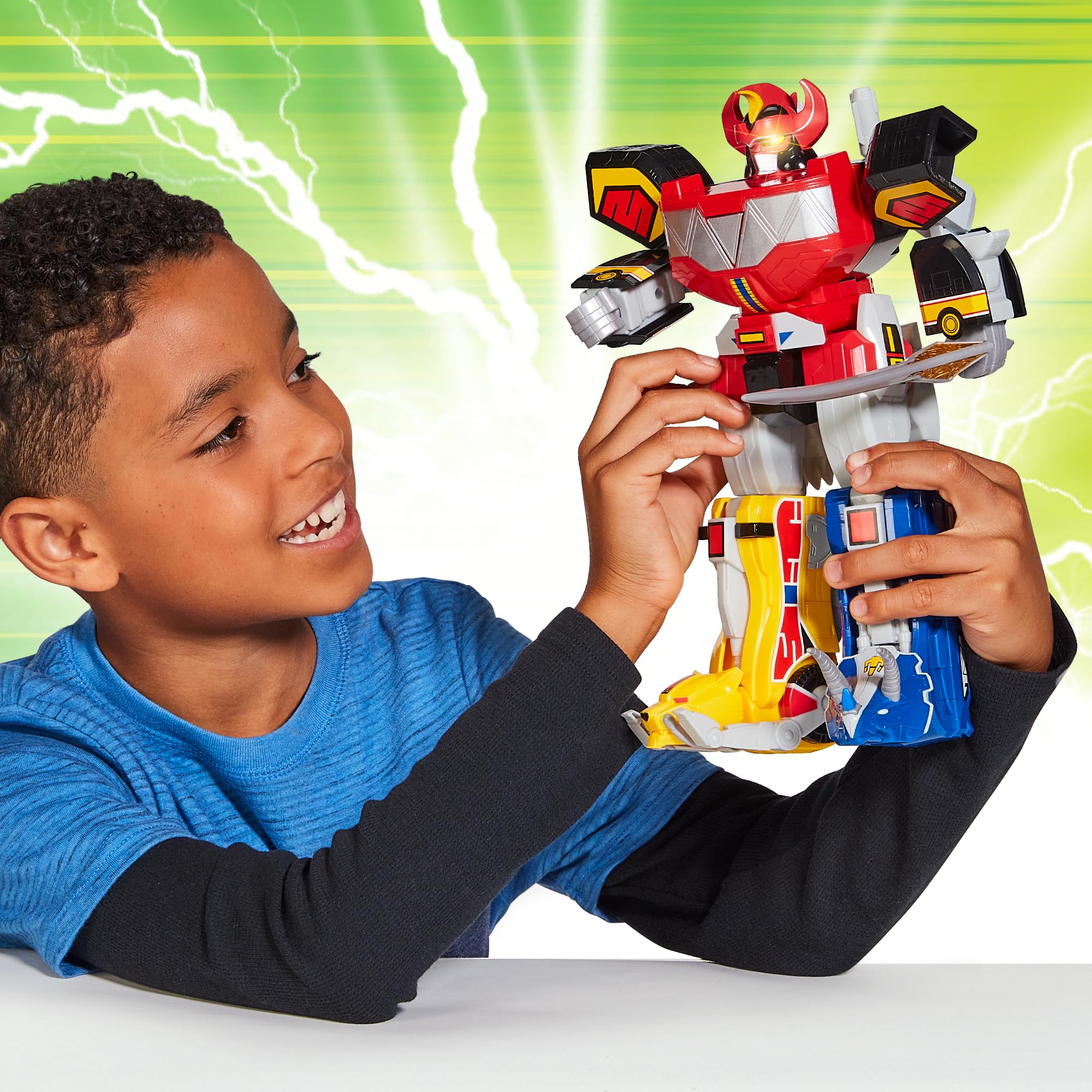 Power Rangers, Gigantyczna przegubowa figurka z akcesoriami i funkcjami elektronicznymi, 30 cm, model Megazord, dla dzieci od 4 lat, PWG01
