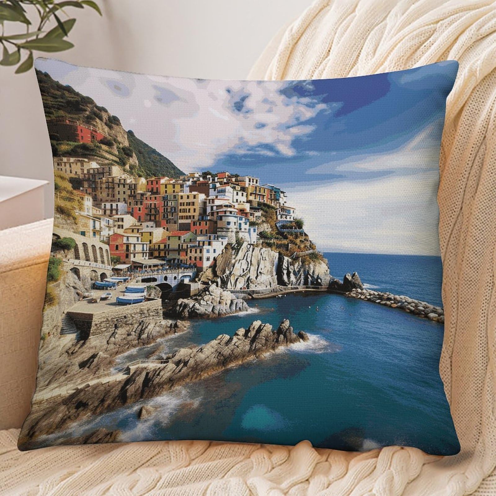 Fekiloot Style Cinque Terre Scenery Pillowcase Pillow Sham Pillow Case