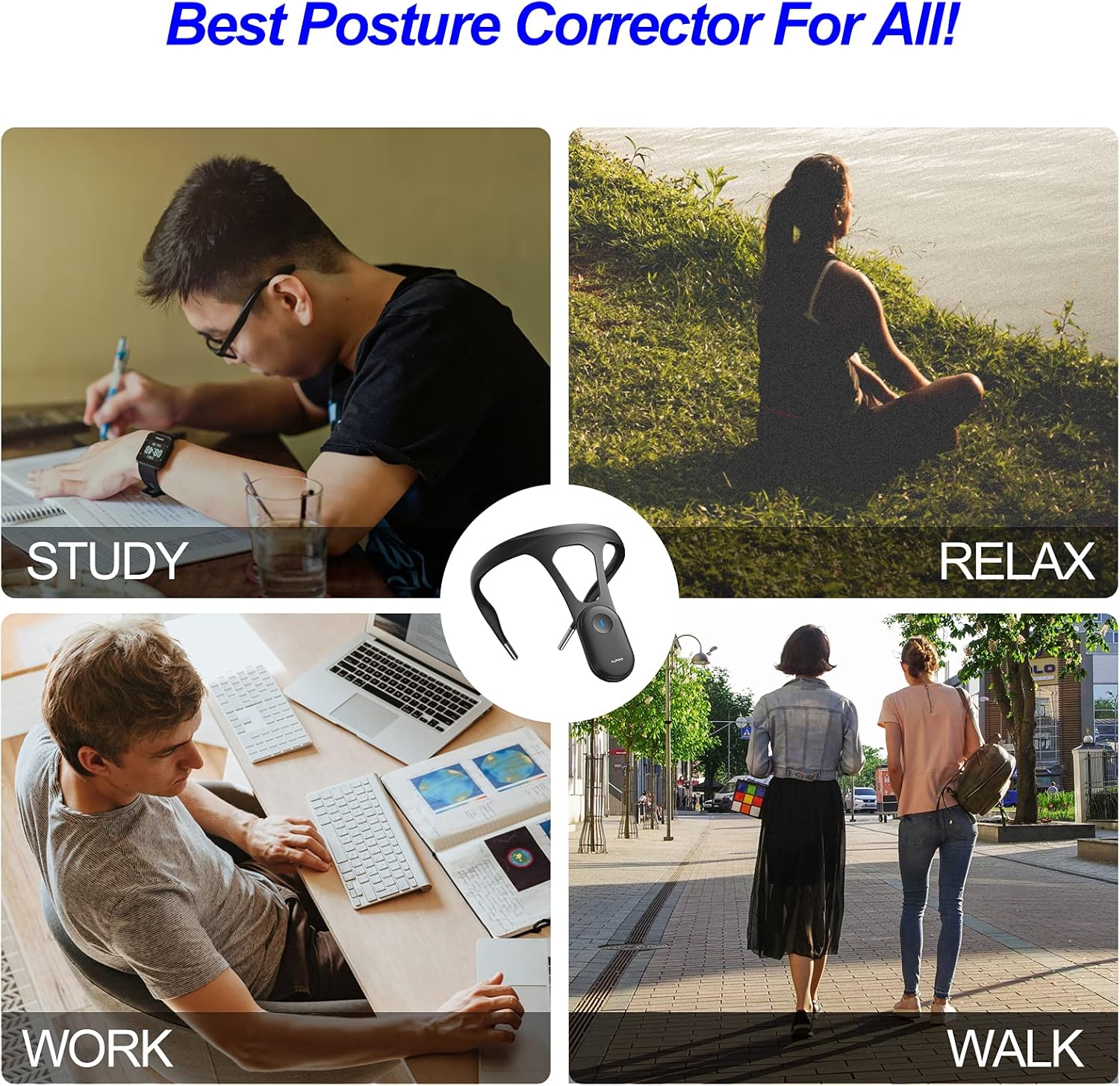 P1 Smart Posture Trainer & Corrector, Control with App, Check Posture in Real Time, Strapless, Boost Health & Temperament