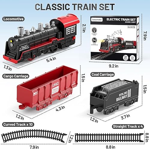 Miniatura 3 de Juguetes de tren para niños y niñas de 3, 4, 5, 6, 7, 8, 9, 10 años, juego de tren eléctrico con luz y sonidos, juguetes para niños de 4 a 8 años,