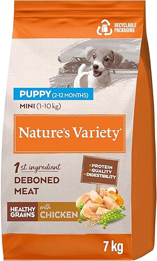 Nature’s Variety – Pienso para perros cachorros minis Healthy Grains Nature’s Variety pollo y guisantes. 7 Kg