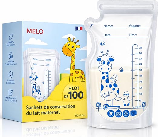 MELO Poches de Conservation Hermétiques 250 ml avec Bec Verseur Dédié (Lot de 100)