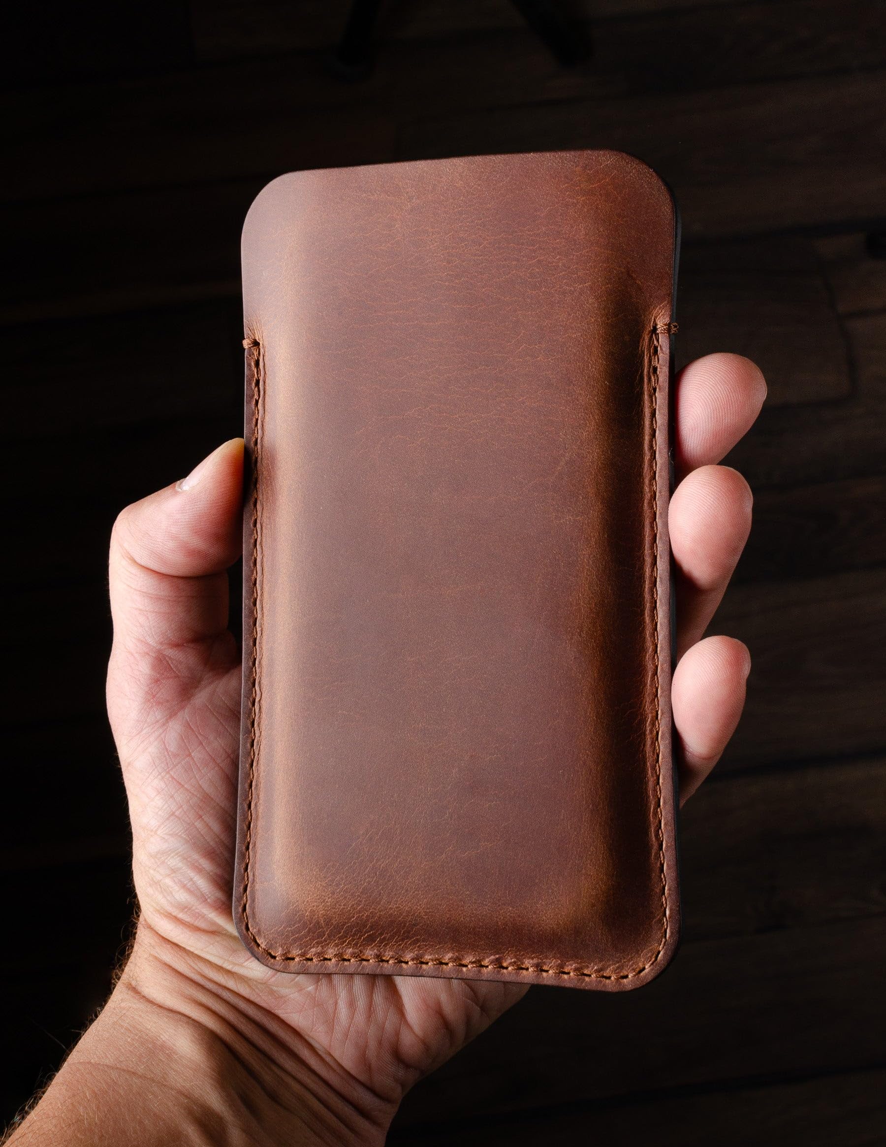 Crazy Horse Craft, Handyhülle für iPhone 17 Pro Max, Carbon Black, Handytasche, Leder Hülle, Handy Tasche Handysocken Etui Telefon Phone Case Leather Sleeve Cover, Enlarged