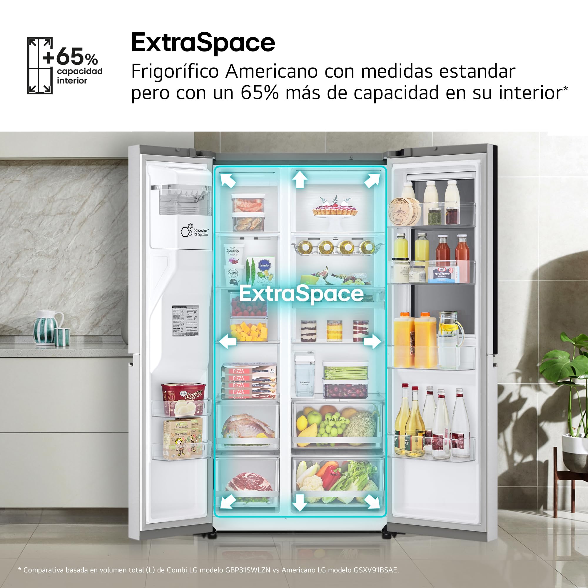 LG GSXV91BSAE - Frigorífico Side By Side, Serie 900, Instaview Door-in-Door, Fresh Balancer, Clasificación E, 635 L, Sin Toma de Agua, Inox Antihuellas