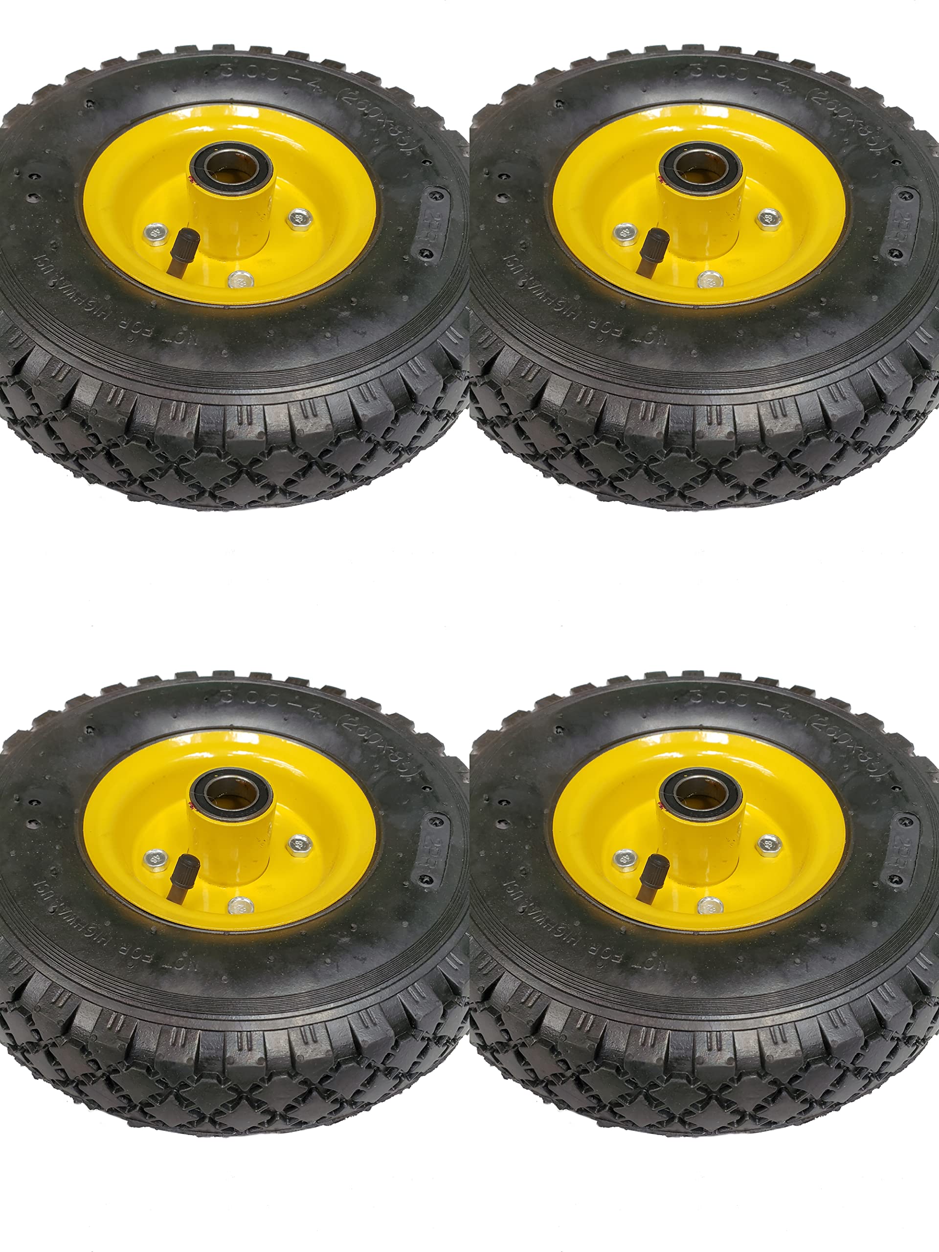 X 4 Roue de Chariot / Diable gonflable 3.00-4 (260x85) 160Kg Ø 20mm