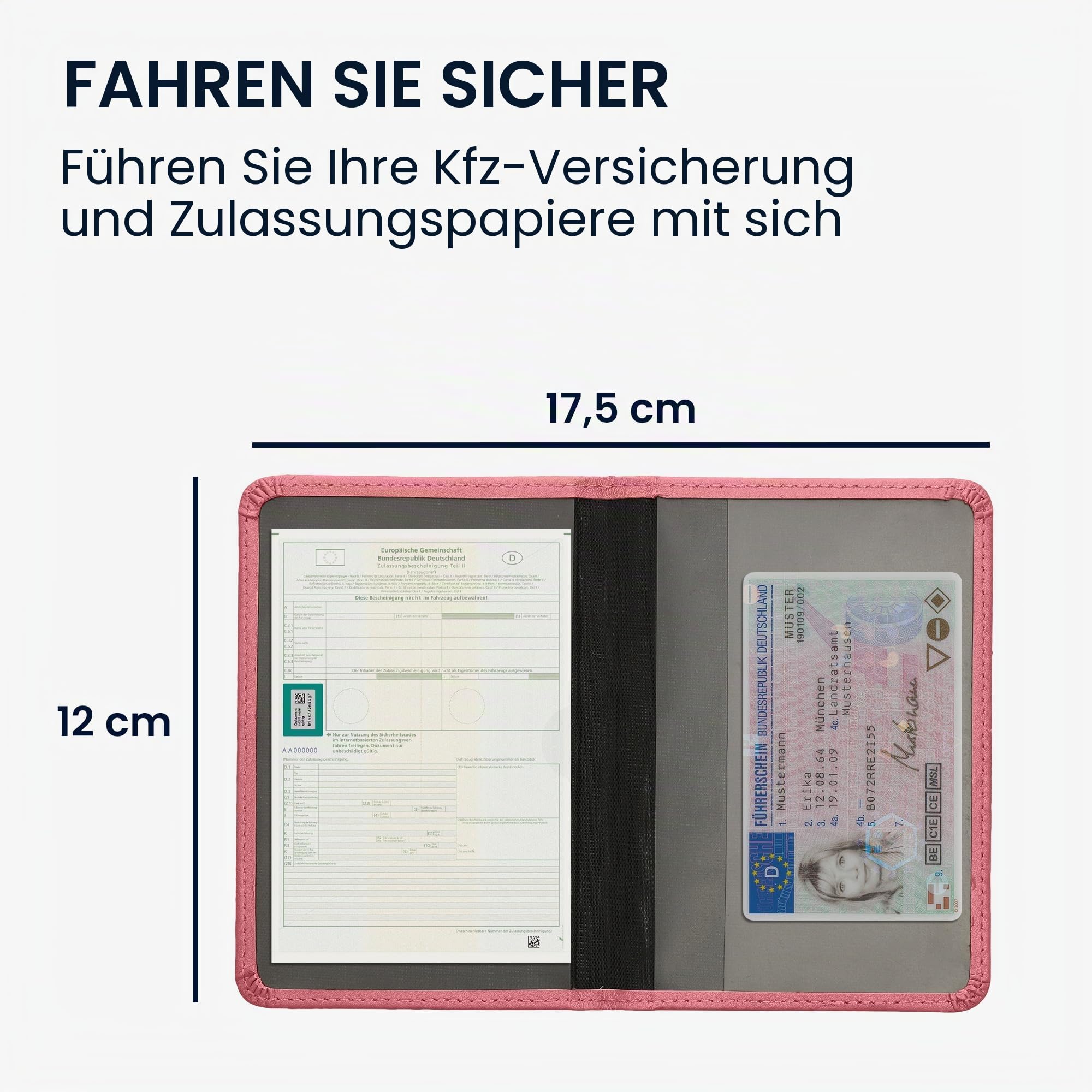 kwmobile Fahrzeugschein Hülle, Führerschein Etui mit Kartenfächern