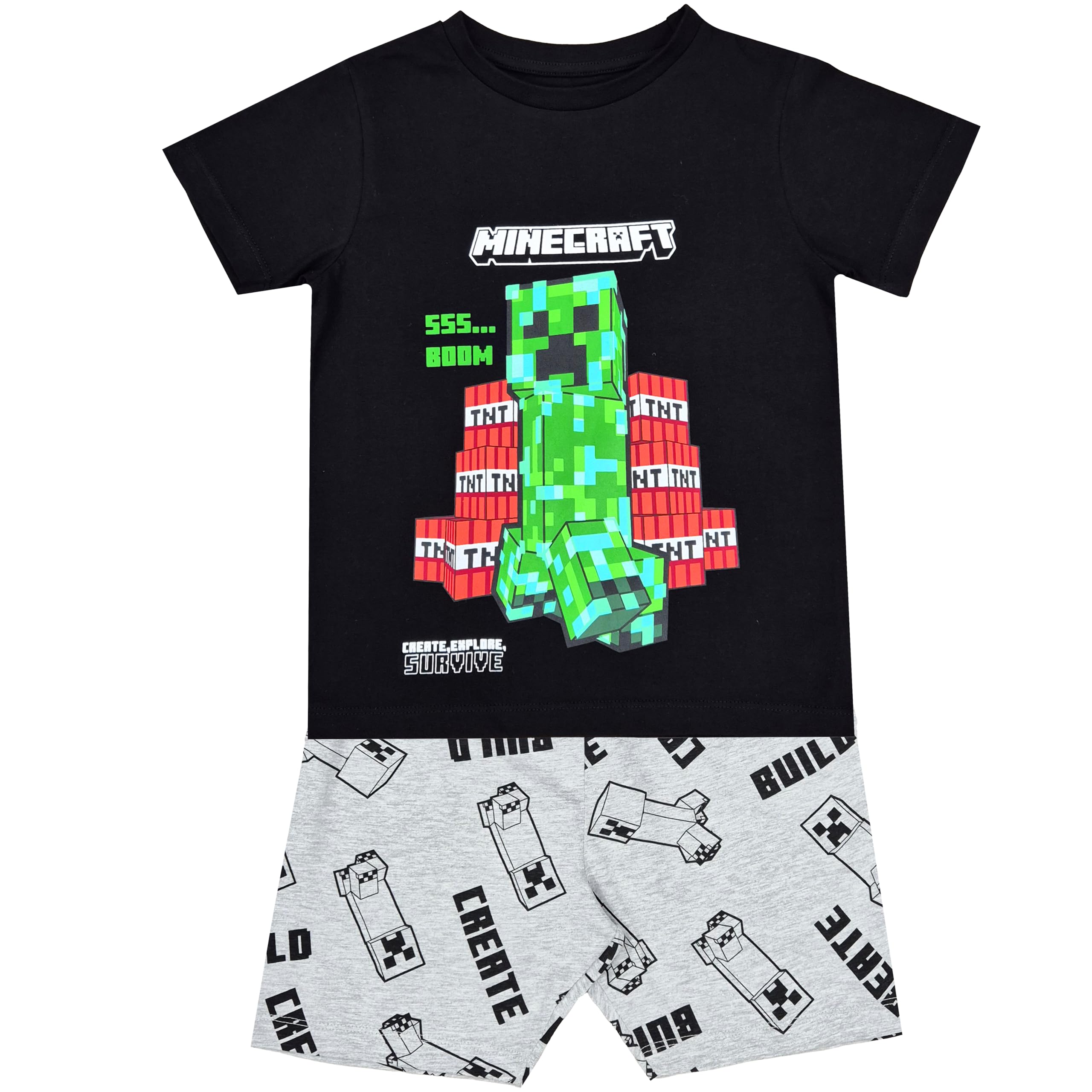 Minecraft Pigiama corto da bambino, confezione da 2 pezzi