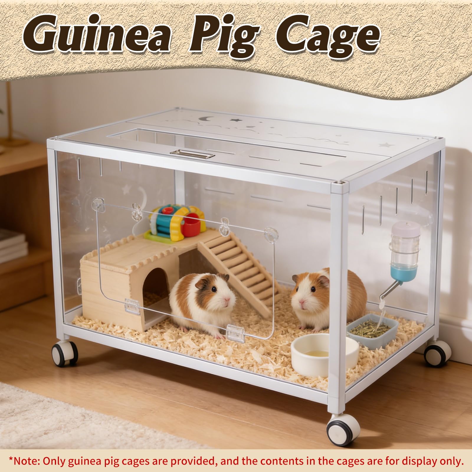 Große Meerschweinchenkäfig Kauspiel-sicher Acryl Aluminium Hamsterkäfig - Weiß, Transparenter Belüfteter Hamsterhaus DIY Innenhaustierkäfig Geeignet für Rennmäuse, Meerschweinchen und Hamster