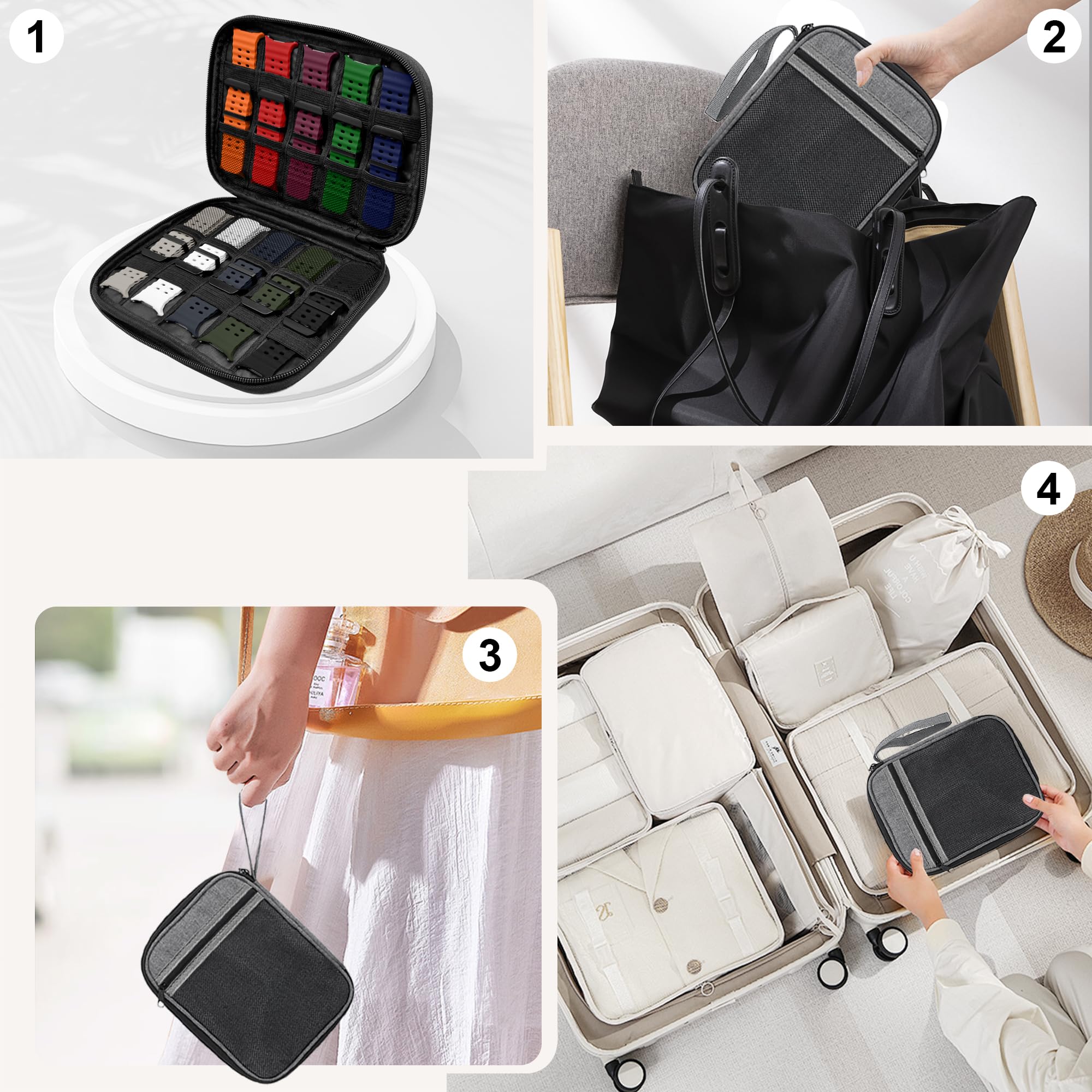Paquete de 10 correas de reloj y organizador compatibles con Samsung Galaxy Watch Ultra de 47 mm, correa de repuesto ajustable elástica transpirable para Samsung Galaxy Watch Ultra para mujeres y