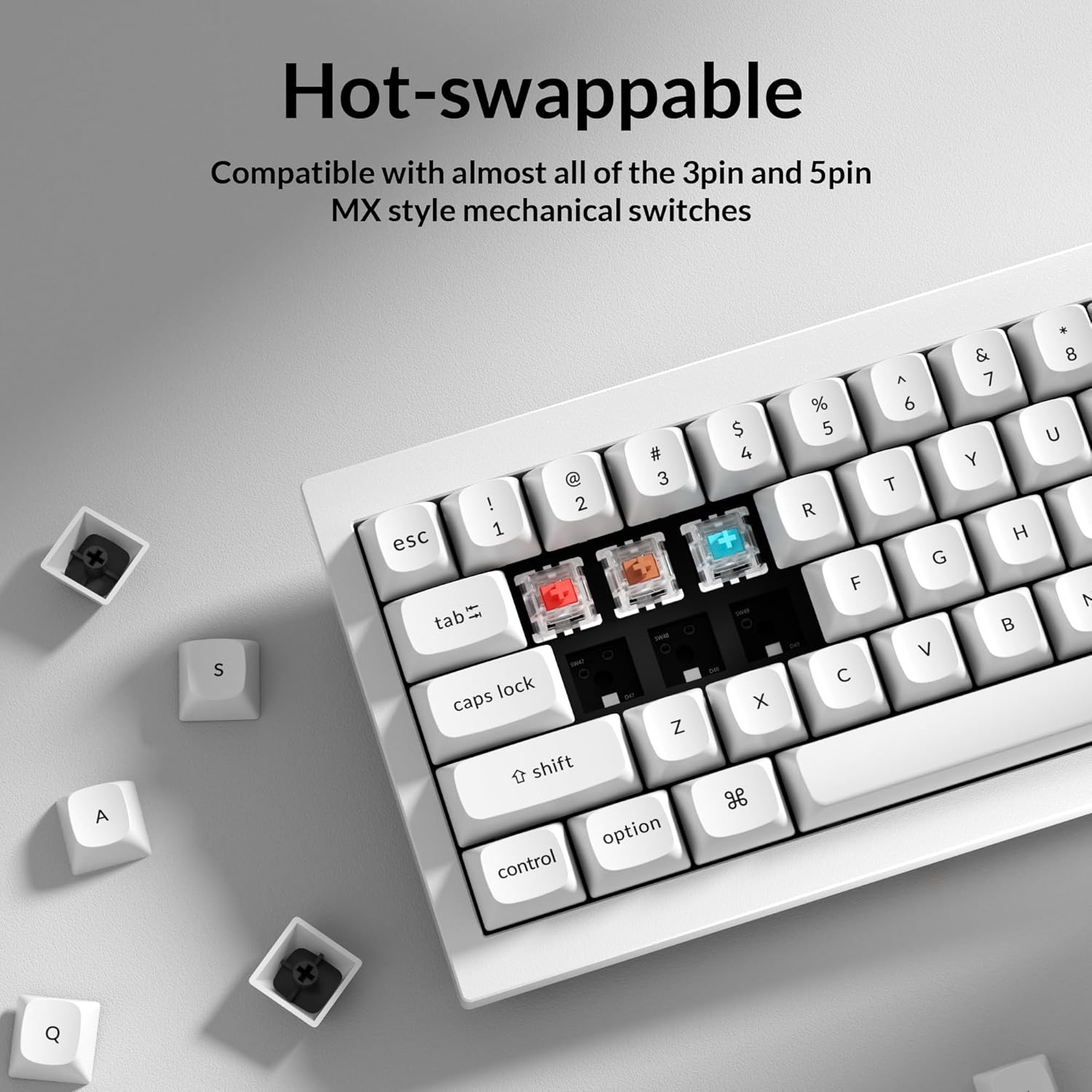 Keychron Q4 Wired Custom Mechanical Keyboard, QMK/VIA Programmable Macro, Full Aluminum, Hot-Swappable Gateron G Pro Blue Switch, 60% Layout Double Gasket Compatible with Mac and Windows - White