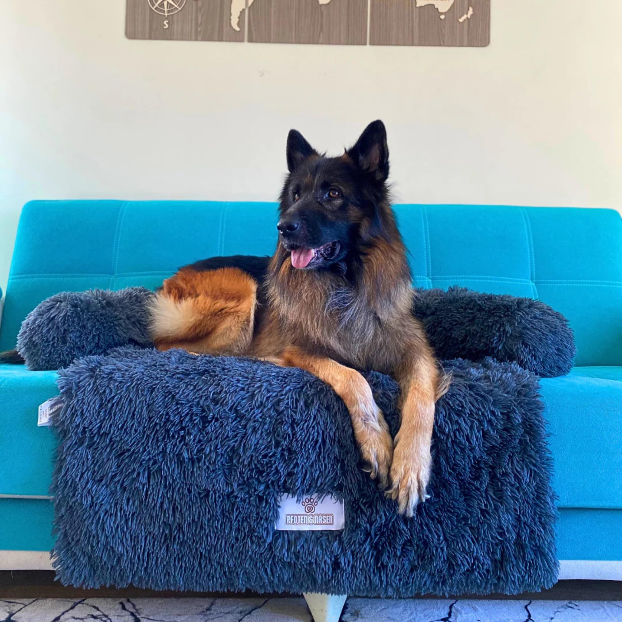 pfoten&nasen® Hundebett Sofa [Dunkelgrau, M - 90x80cm], Sofabett Hund, Sofaschutz Hund, Wasserdicht Hundematte Waschbar, Hundekissen für Große, Mittelgroße und Kleine Hunde, Hundesofa.