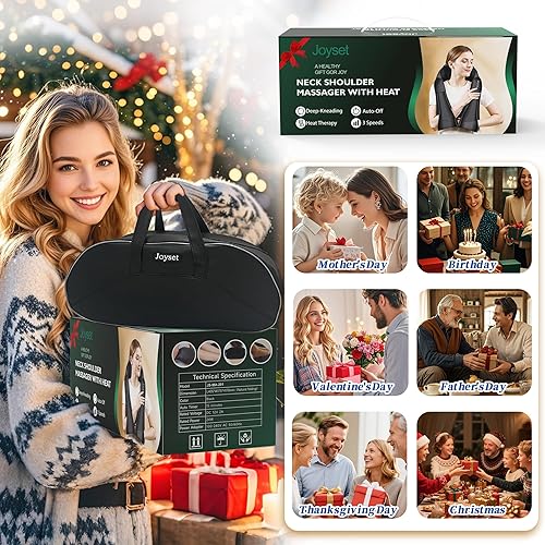Miniatura 7 de Joyset Masajeador de cuello inalámbrico Shiatsu Masajeador de cuello y espalda con calefacción sin calefacción fácil de lavar cubierta de tela para