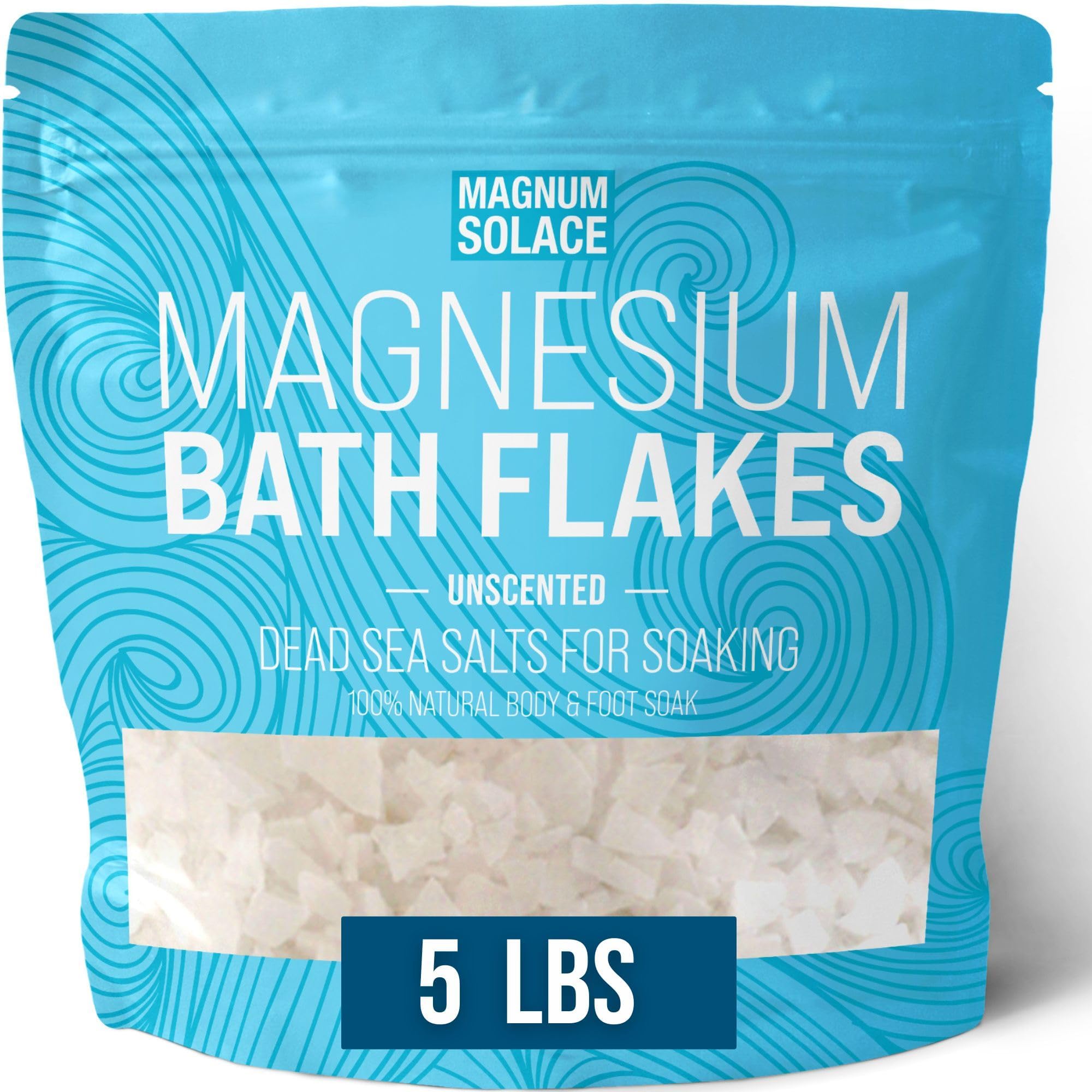 Magnesium Flakes for Bath - Magnesium Chloride Flakes - Dead Sea Salts for Soaking, 5.0 LBS