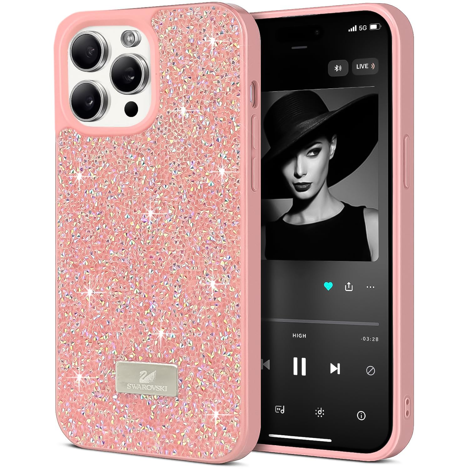 Dl3 Mobilak Case For iPhone 16 Pro Max 6.9-Inch Case Glitter, Sparkle Diamond Crystal Bling Case with Bling, Ultra Thin Lightweight Full Body Shockproof Anti-Scratch Protective Cover
