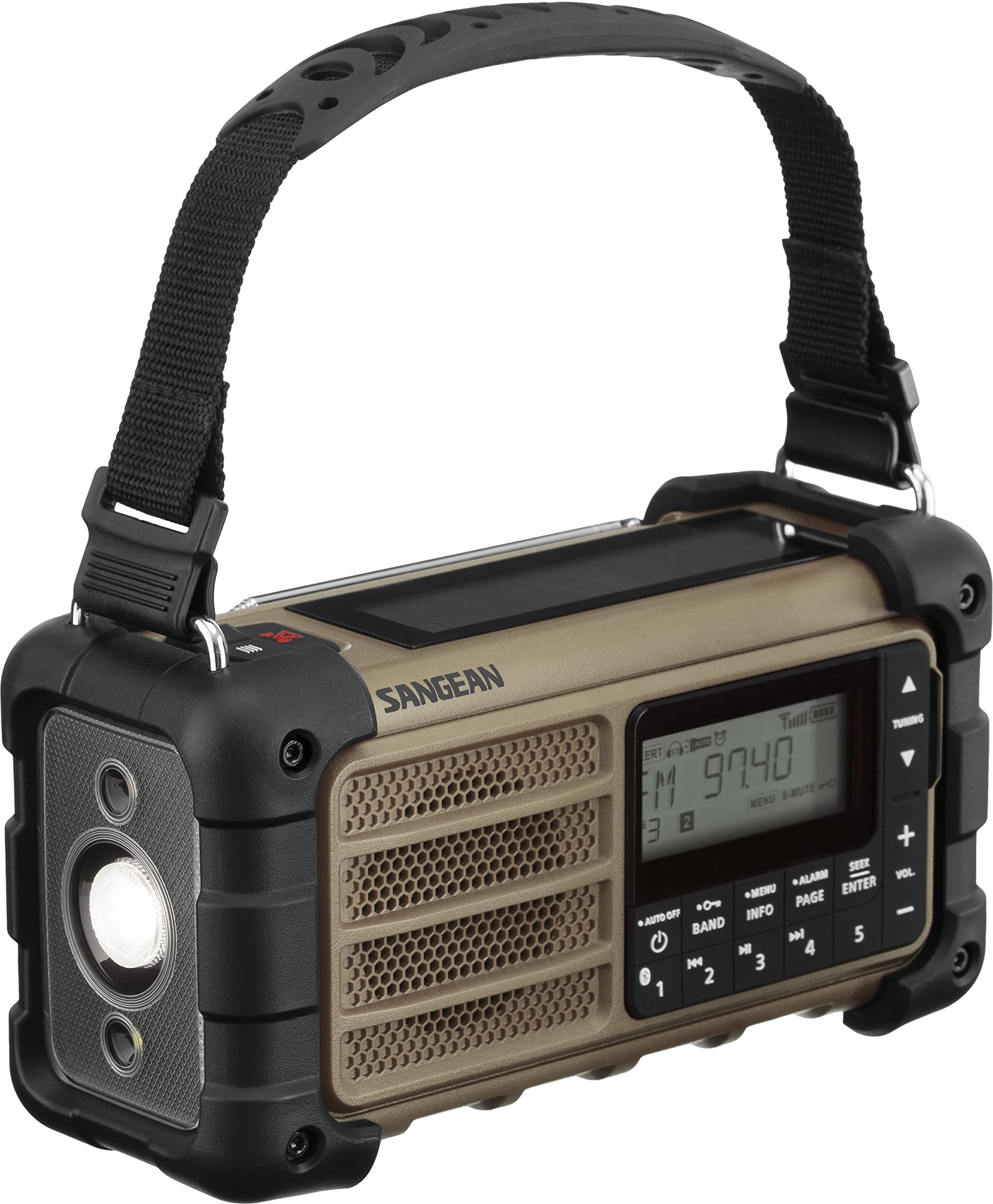 Sangean MMR-99 Radio d'extérieur FM Radio d'urgence, Bluetooth Panneau Solaire, protégé Contre Les Projections d'eau, é