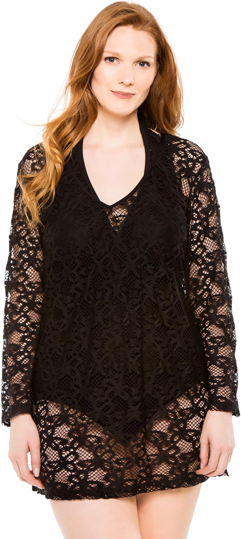 Kenneth Cole REACTION Women's Plus-Size Island Fever Cover Up, Black, 2X