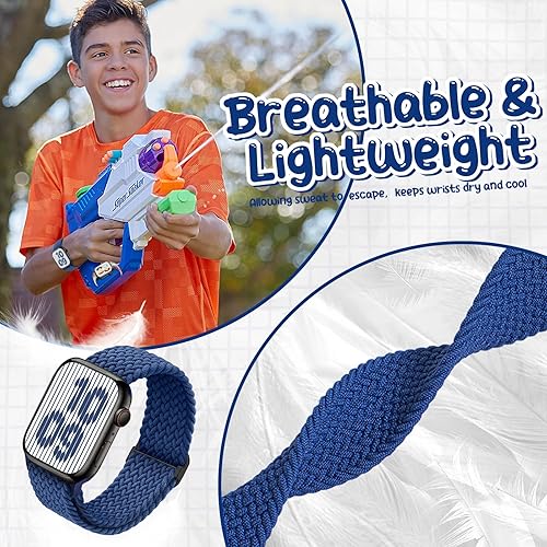 Miniatura 5 de Correa elástica trenzada compatible con Apple Watch Band Series 10 9 8 7 6 5 4 3 SE SE2 1.496 pulgadas, 1.575 pulgadas, 1.614 pulgadas, 1.654