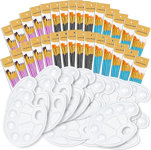 S & E TEACHER'S EDITION Juego de 330 pinceles de pintura, 300 pinceles de pintura, 30 paletas para niños y adultos para crear pintura artística