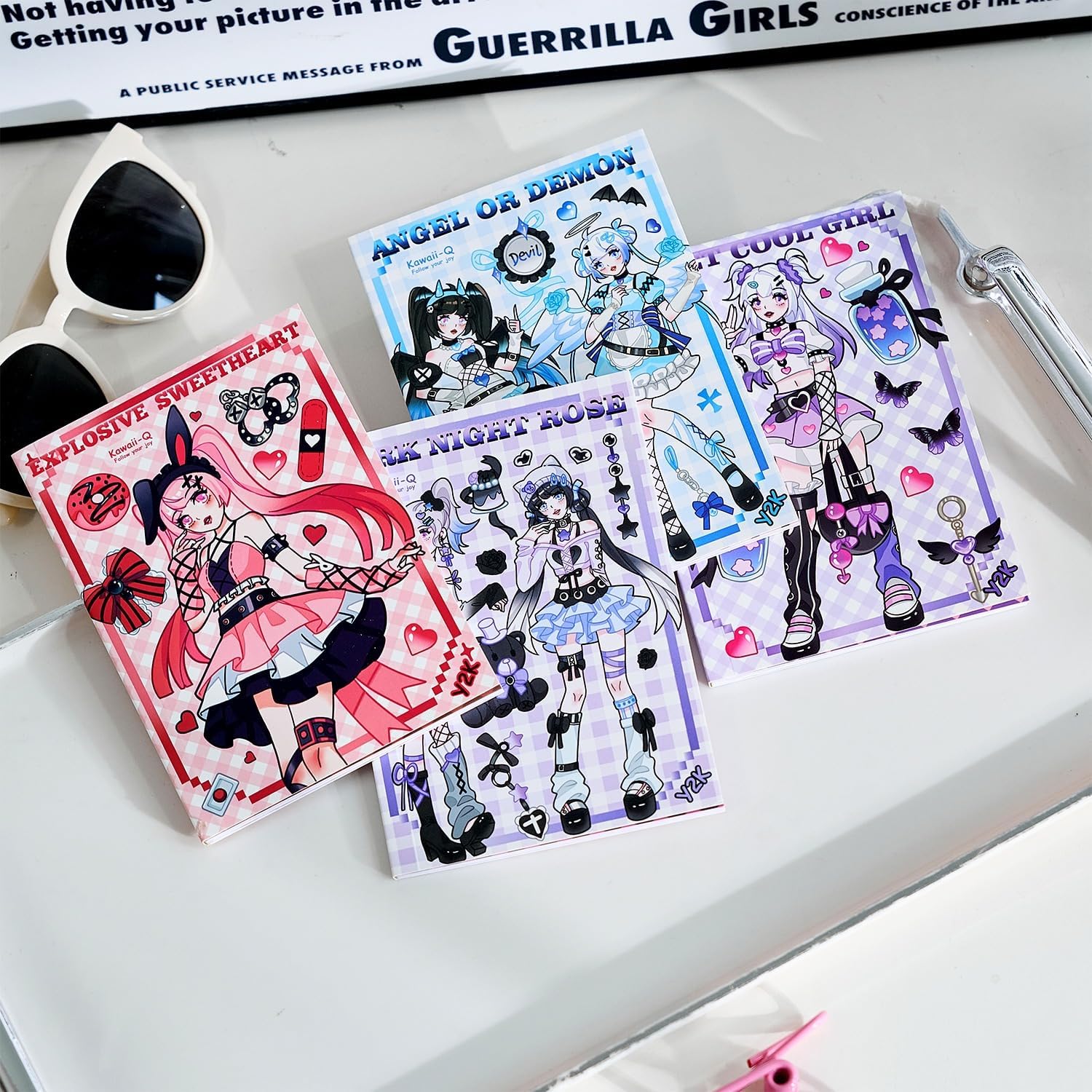 DEOXY 4 Book,80 Sheets Angels Sweetheart 3D Envelope Seal Sticker Paper Home-Made Character ins Girl Heart Sweet Cool Wind goo Card Hand Account Material Sticker (DS-KQ-0580-81-0605-06)