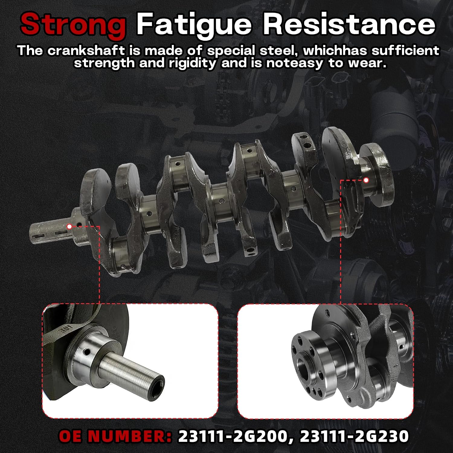 G4KJ 2.4 Crankshaft With Connecting Rod & Bearing Set Fit For Hyundai Santa Fe Sonata Tucson Kia Forte Koup Optima Rondo Sorento 2.4L 2011-2020 Replace# 23111-2G200 23111-2G230