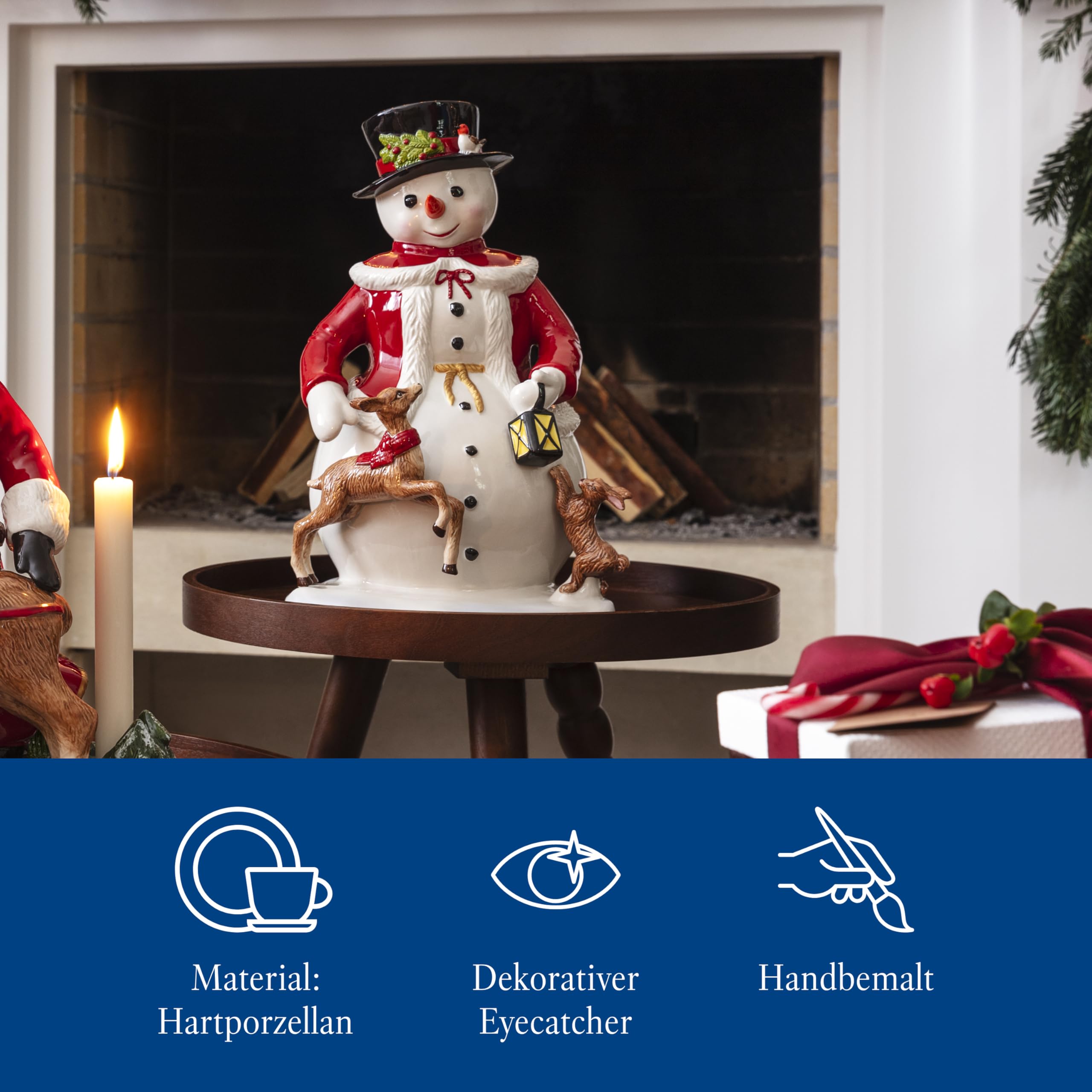 Villeroy & Boch – Christmas Toy's Figurine "Schneemann" Bunt, Figur Weihnachten, Handbemalte Schneemann Figur, Weihnachtsdekorationen, Tischdekoration, Deko Weihnachten, Porzellan