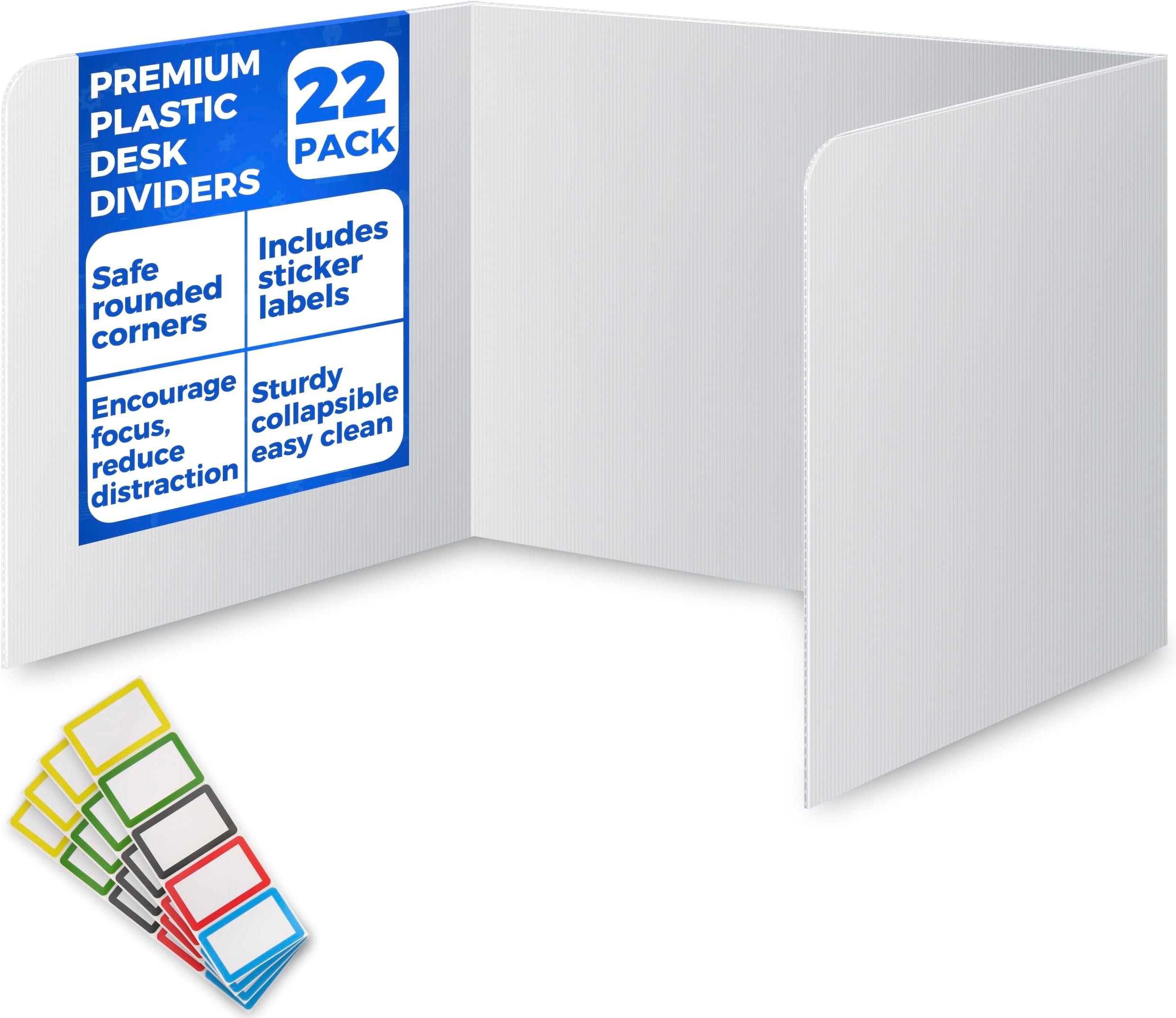 22-Pack White Classroom Privacy Shields, Desk Dividers