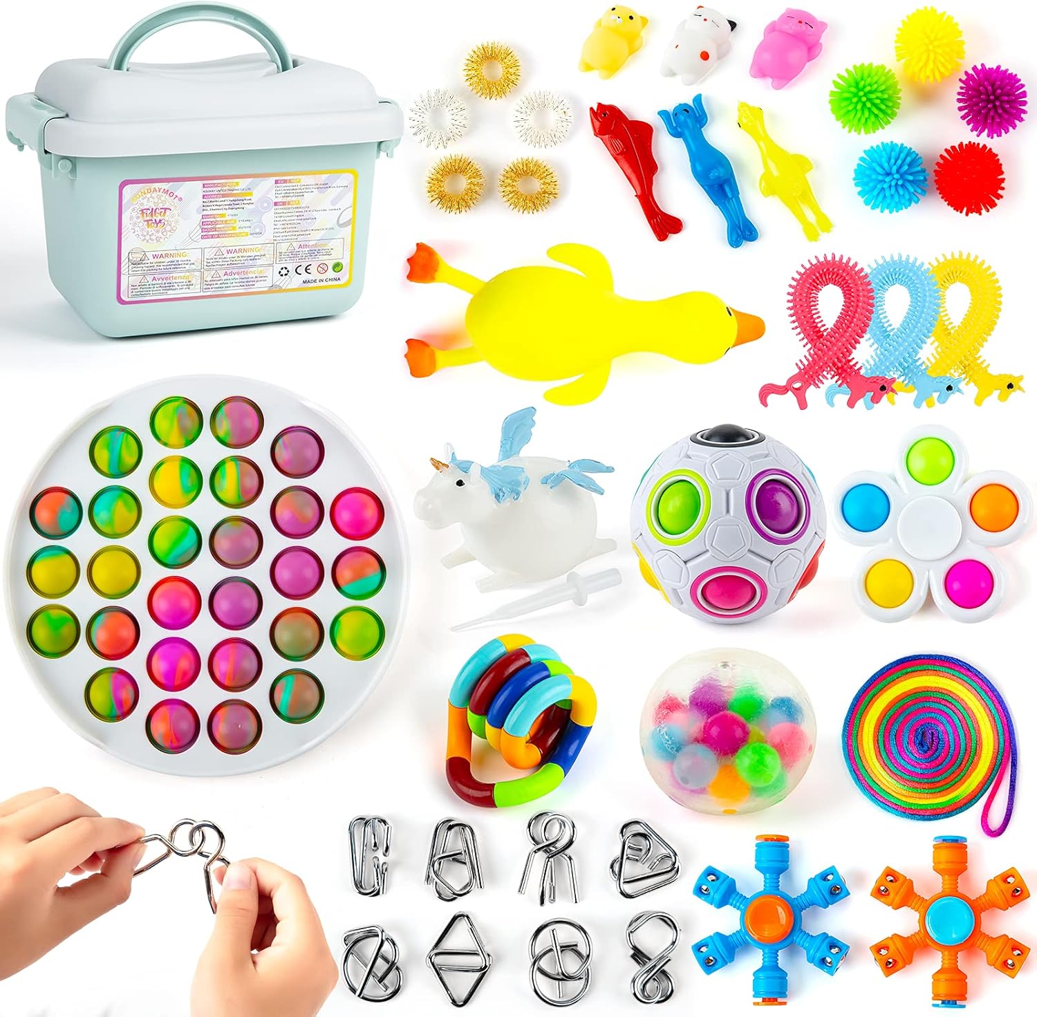 Sundaymot Fidget Toy Pack, 32 Piezas Fidget Toy Barato, Juguetes Niños para Antiestres Adultos y Niños, Pack Fidget Toys Incluye Popits para Regalos para Niños, Recompensas En El Aula De La Escuela