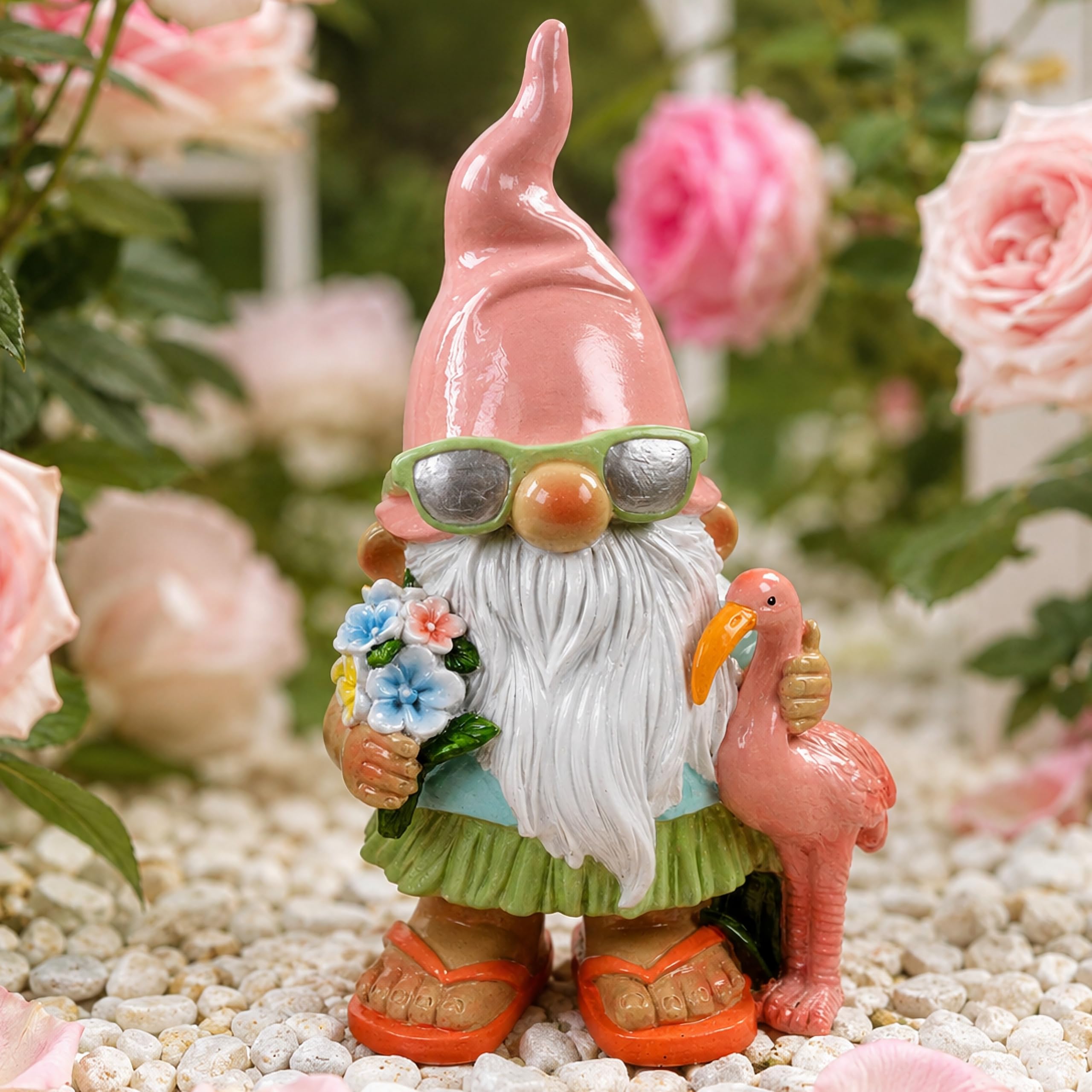 Pommerntraum® | Gartenzwerg Zwerg Gnom Wichtel Sommerzwerg Dekofigur EDDI | witziger Gartenzwerg für Ihre Sommerdeko