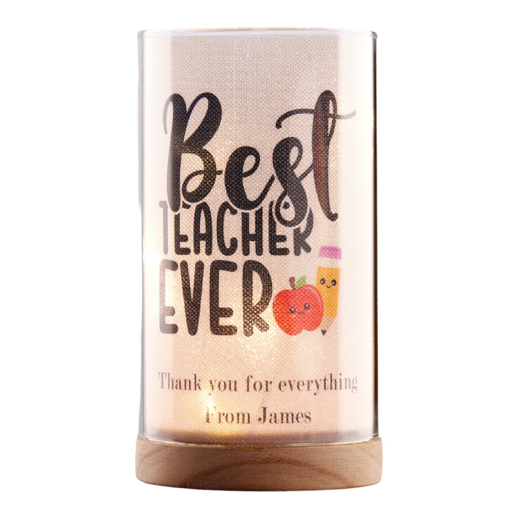 ukgiftstoreonline Personalised Best Teacher Gift Lamp with Wood Base LED Night Light