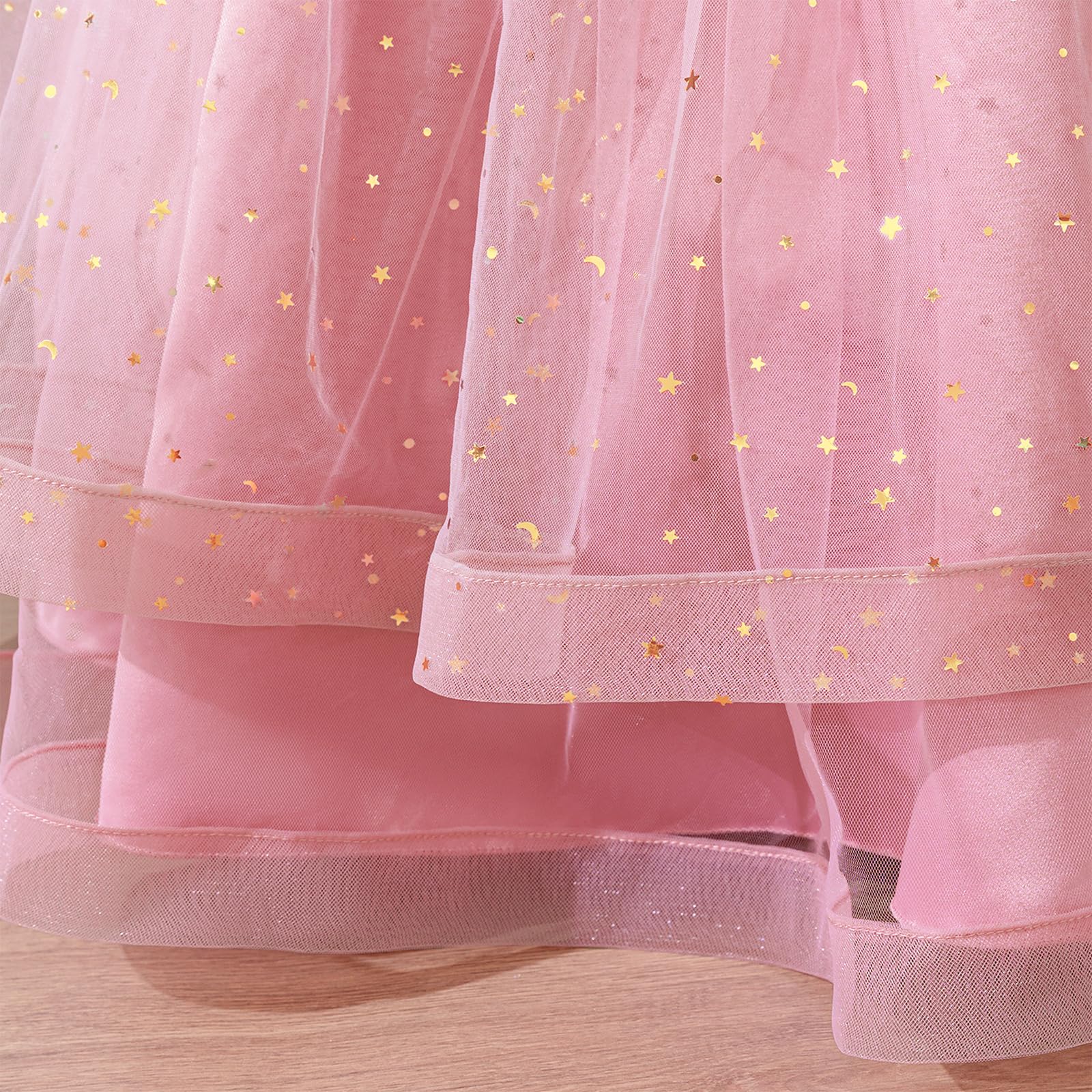 Formelles Kleid für Mädchen, Tüll, Prinzessinnenkleid, ärmellos, Rundhalsausschnitt, lange Kleider für Hochzeit, Blumenmädchen, Geburtstag, Party, Gastgeber, formelle Veranstaltungen, rose, 8-9 Jahre