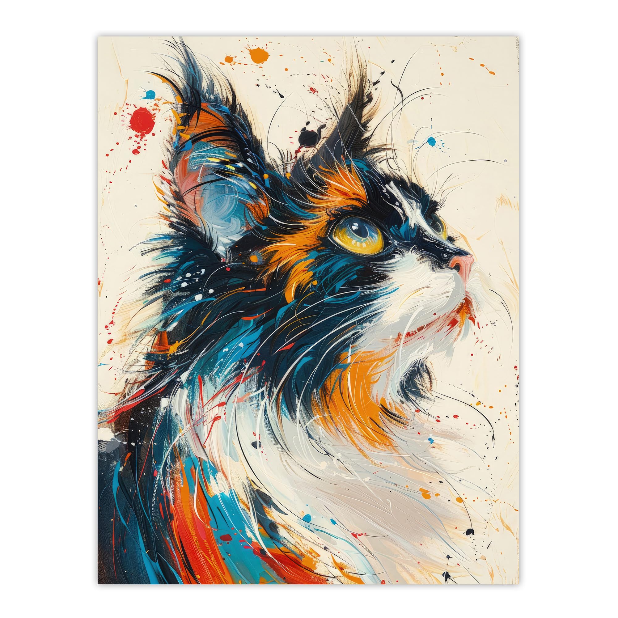 Artery8 Maine Coon Cat Paint Splat Poster Print W18" x H24"