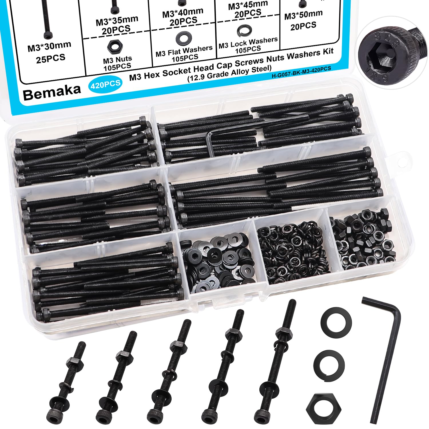 1287Pcs Nuts and Bolts Assortment Kit, 304 Stainless Steel Bolts Machine Screws Hardware Assortment Kit, Metric & SAE Phillips Pan Head Screws, Assorted Bolts, Nuts and Washers Kit — Amazon image 24