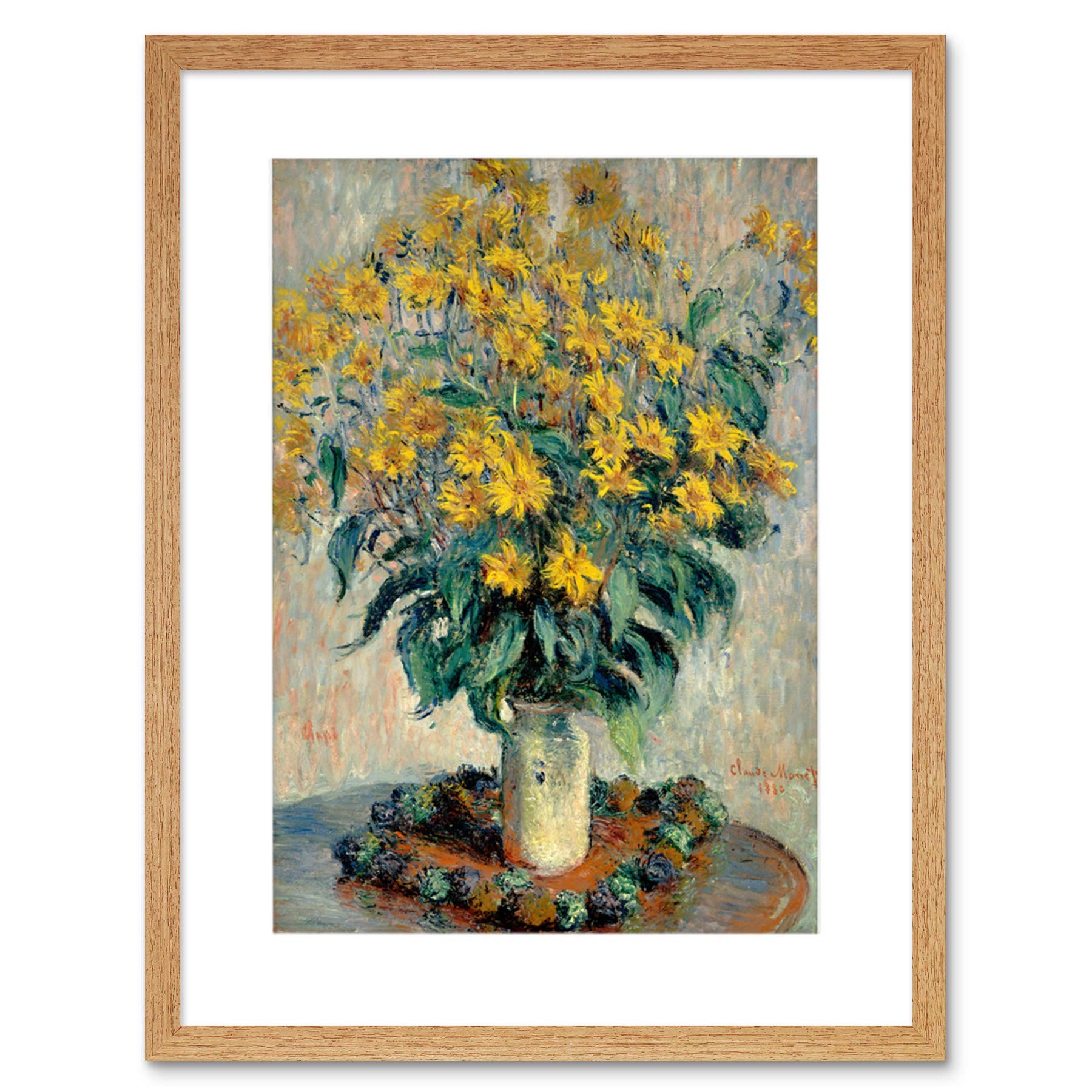 Wee Blue Coo Claude Monet French Jerusalem Artichoke Flowers Framed Wall Art Print