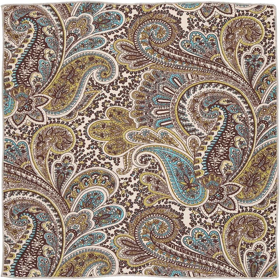 Cloth Napkins 100% Cotton Fabric Linen Napkins 18" x 18" Dinner Table Decor, Party Ideas, Brown, Turquoise Blue Fabric, Use with Tablecloth for Table Settings, Tablescapes Set 12