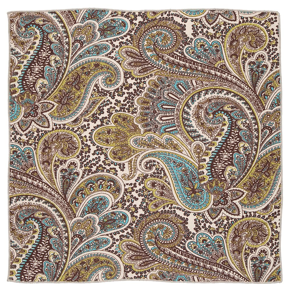 Stoffservietten, 12 Stück, 100 % Baumwolle, Leinen, 45,7 x 45,7 cm, brauner Paisley-Stoff