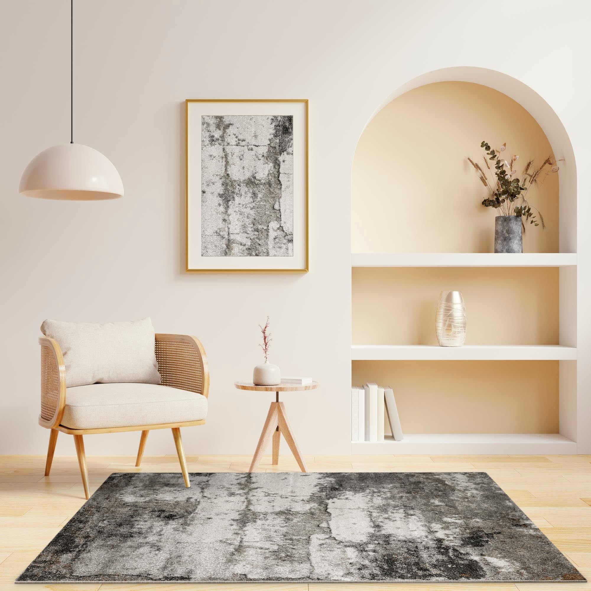Ponte Moderne Teppiche Wohnzimmer Grau Beton 140x190 cm, Teppich Schlafzimmer, Tepich Waschbarer, Bedroom Carpets, Rug The Carpet Living Room, Area Rugs, Teppiche Gegend Rechteckig, dywan