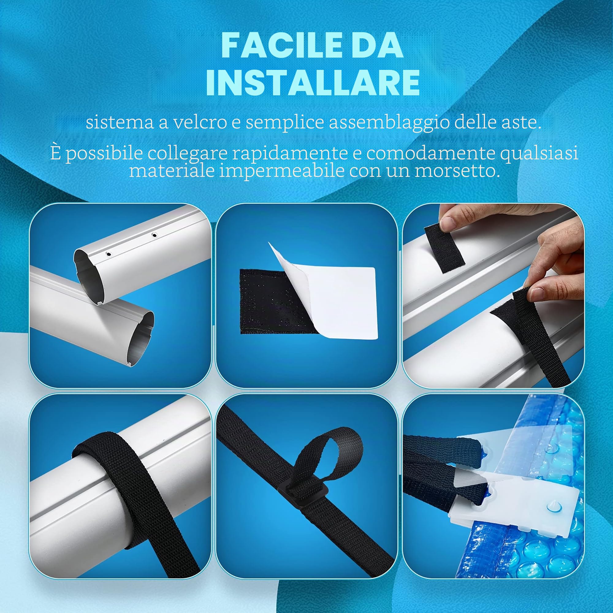 FIVMEN Avvolgitore per piscina, 3 – 5,7 m, dispositivo mobile per telone, sistema di avvolgimento di alta qualità, con nastri regolabili, tipo A