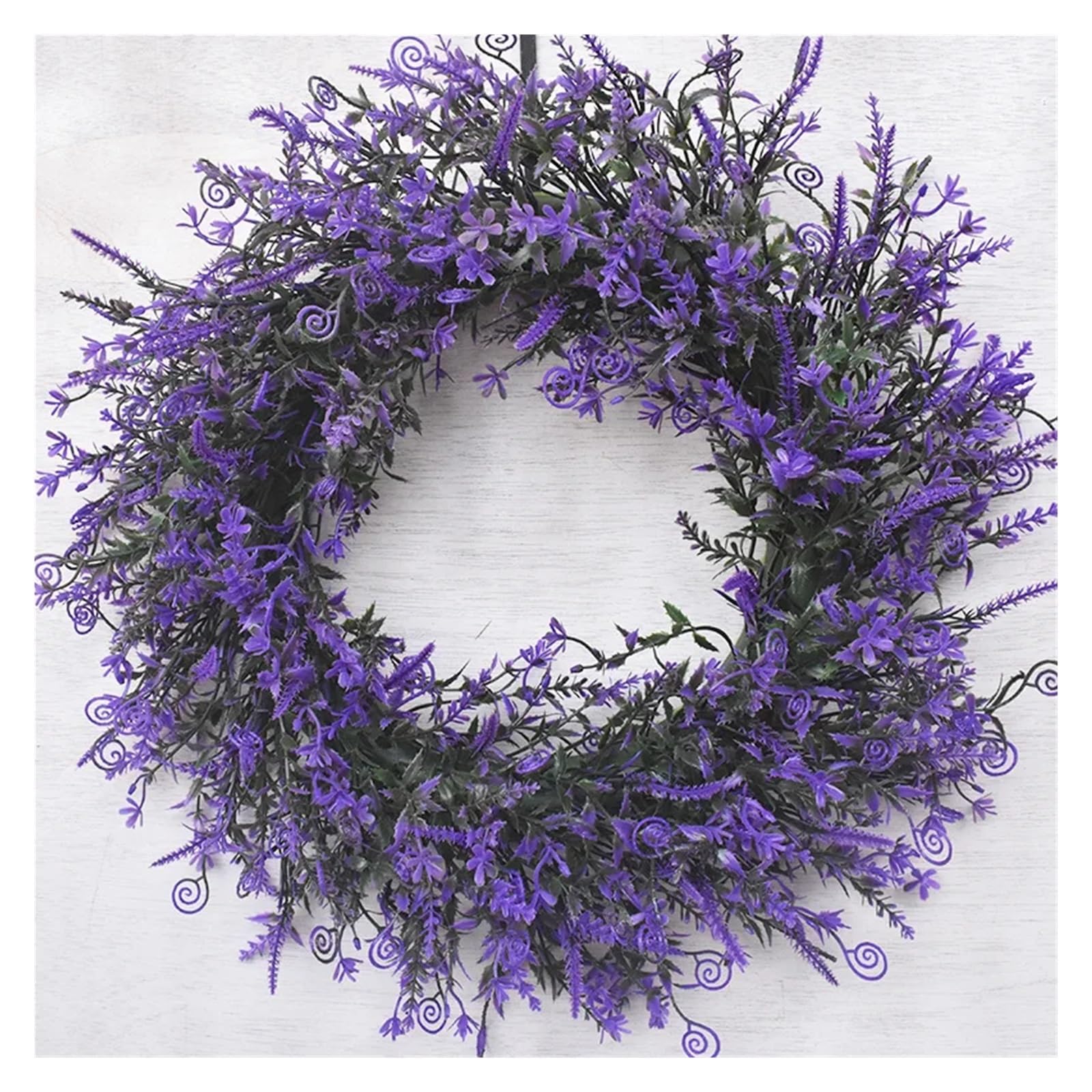 Summer Wreaths For Front Door Fake Lavender Hanging Wreath Garland For Front Door Christmas Party Wedding Decoration(Lavender 3)