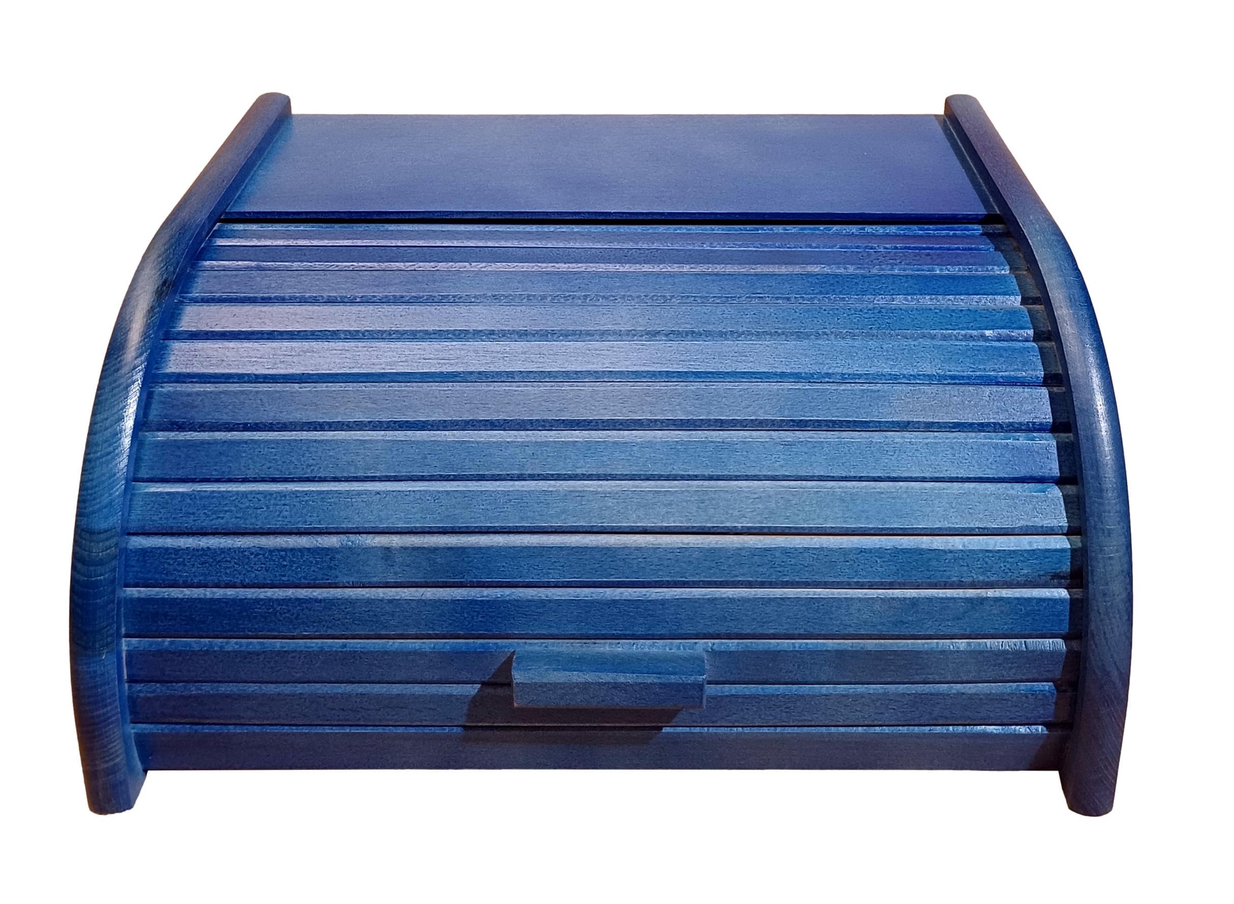 Boîte à pain en bois - Avec couvercle coulissant, Bois dense, bleu, Taille L