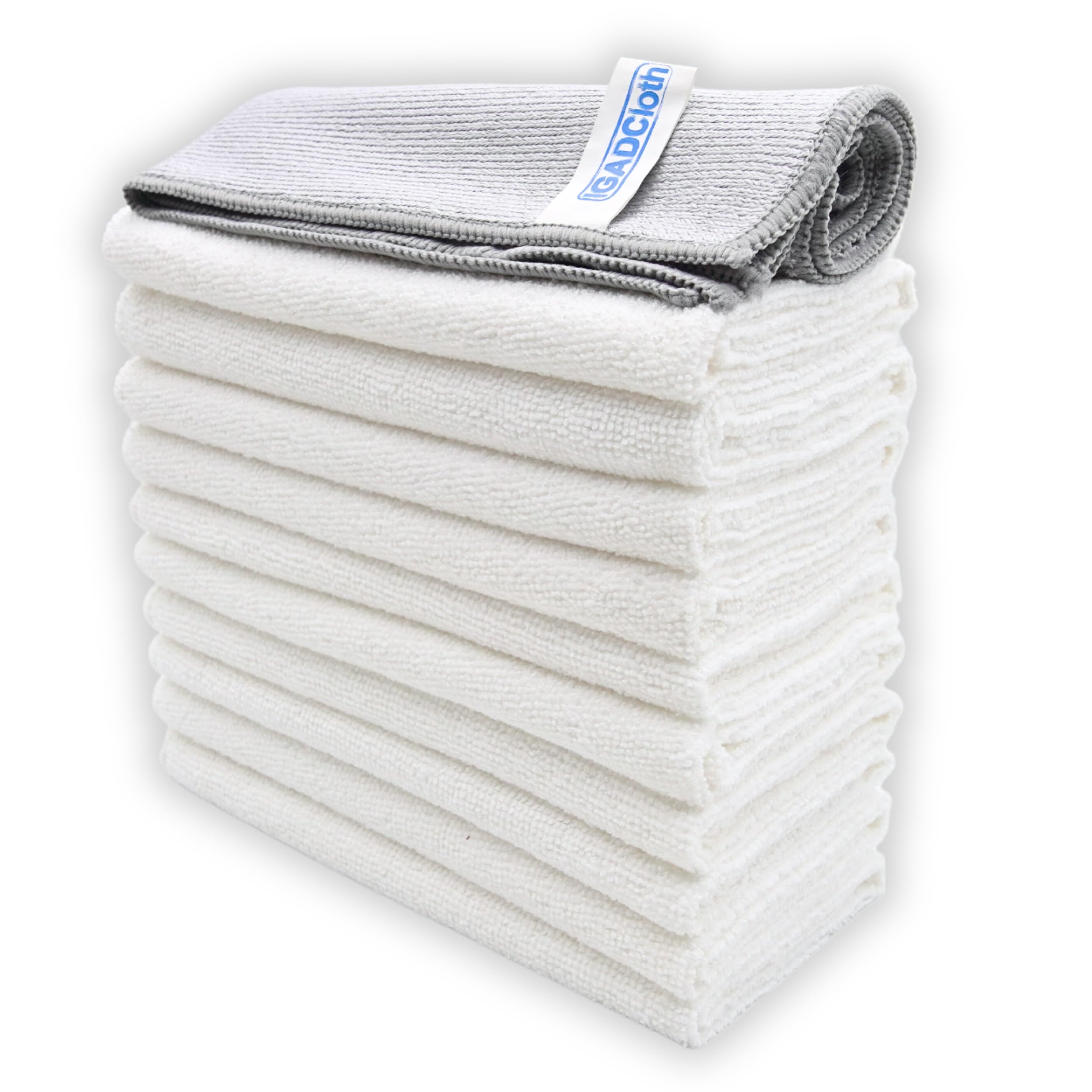 IGAD IGADCloth 10 White Microfibre Cleaning Cloths +1 free glass cloth, 40x40cm, Durable Cleaning Cloths for a Pristine Clean, Ideal Microfiber Cloth for all Surfaces