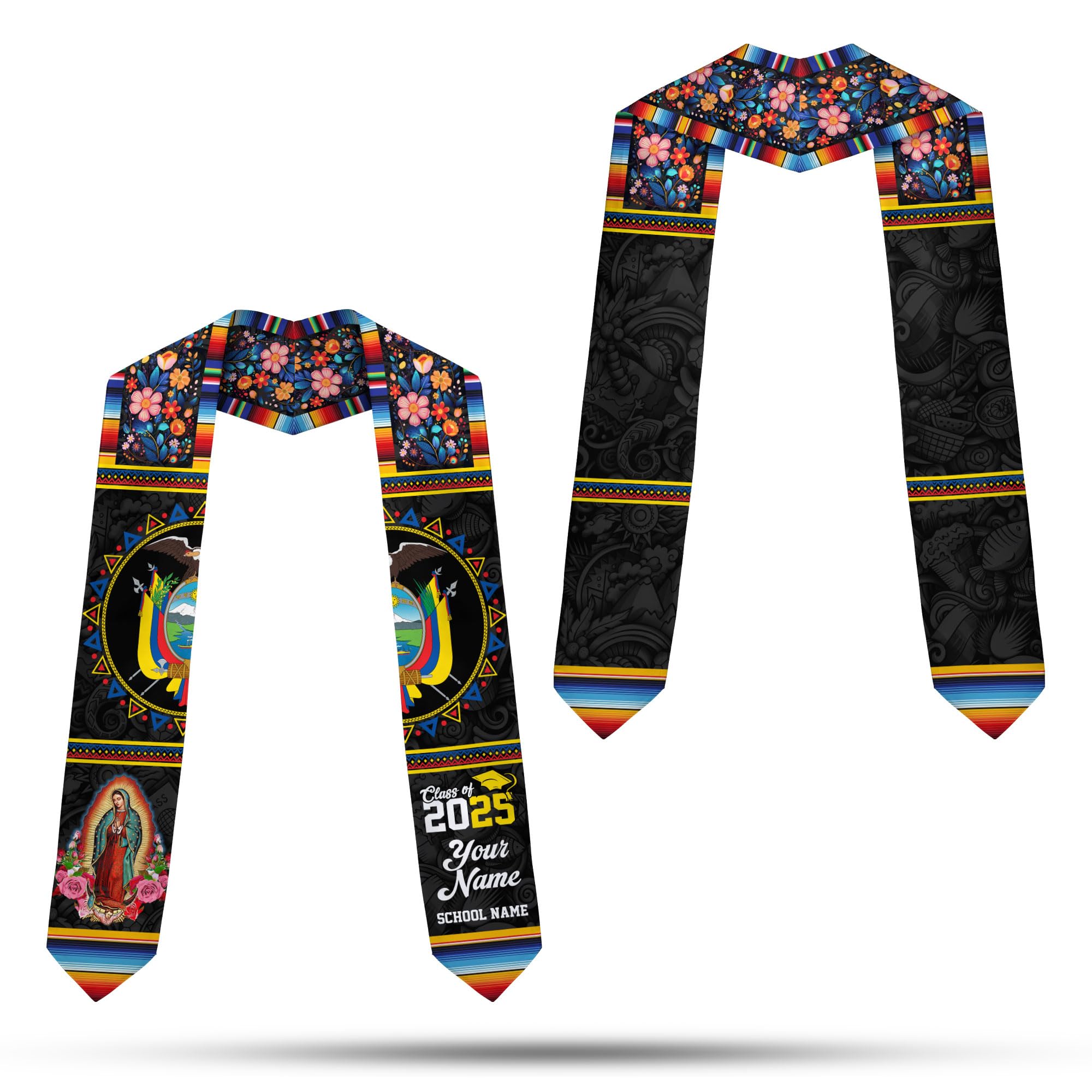 MonkeyVan Ecuadorians Graduation Sash Custom Ecuadorians American Flag Graduation Sash 2025 Ecuador Graduation Stole Ec20