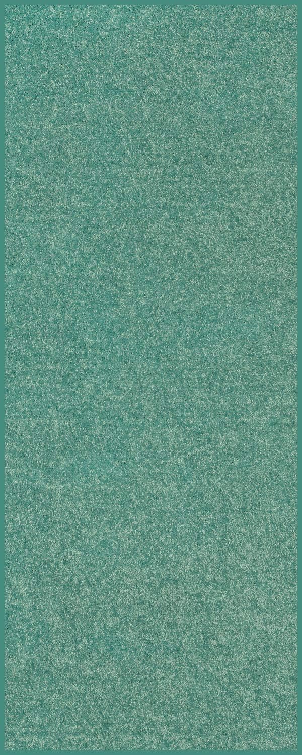 Home Queen Solid Color Custom Size Runner Area Rug Teal, 2' x 6'